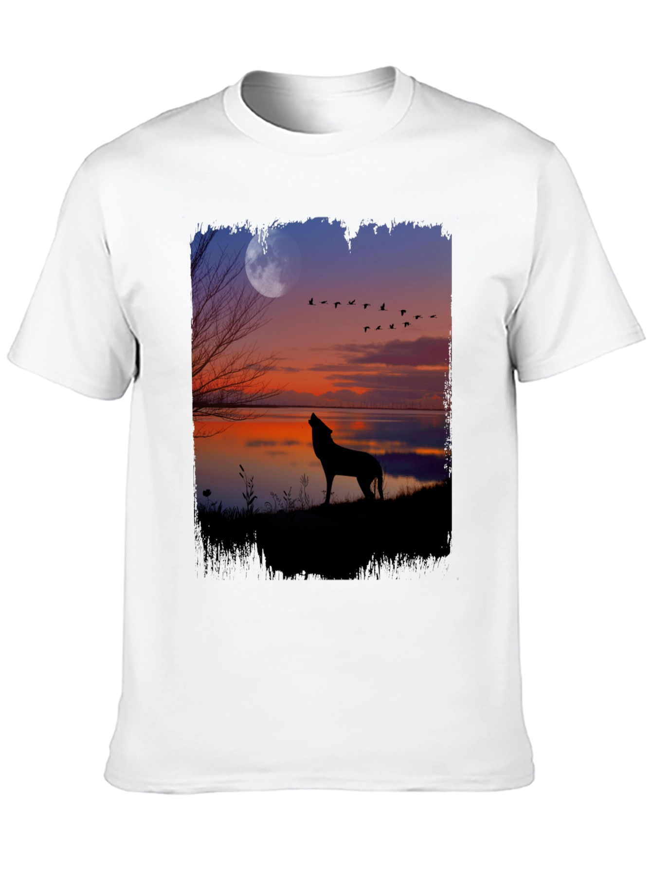 Black Wolf Howling at Moon Graphic Tee - Black view 10