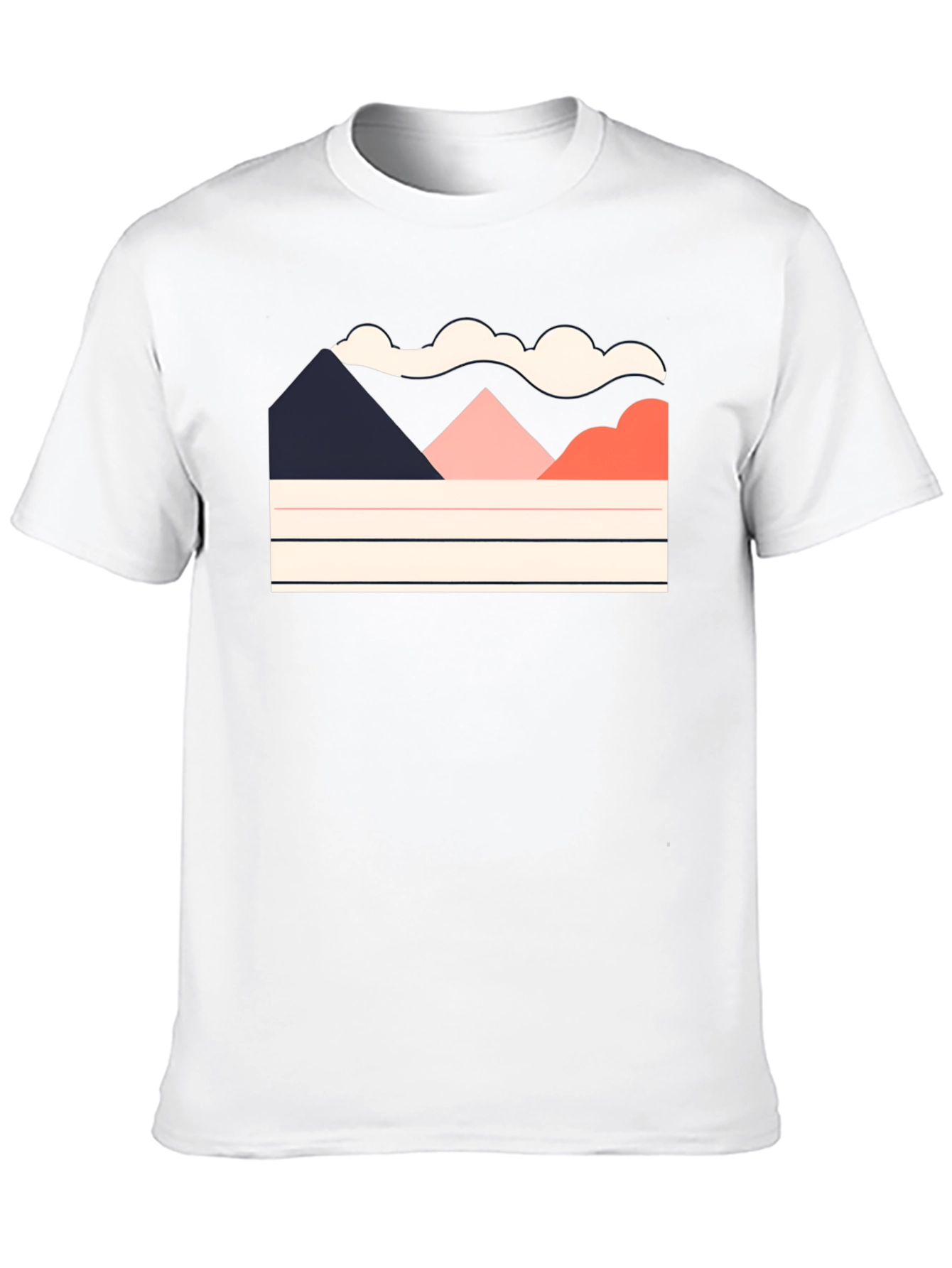Black Geometric Mountain Scene Black Tee view 10