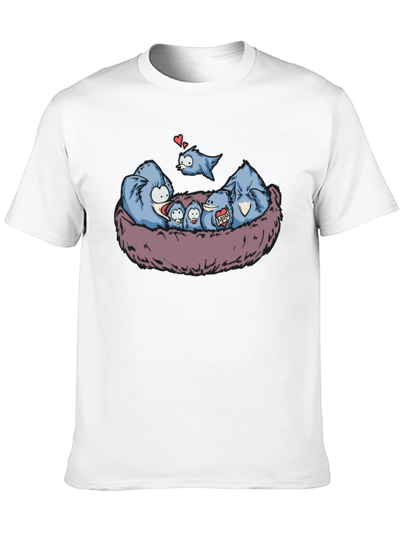 Black Cute Birds Family Nest T-Shirt view 10