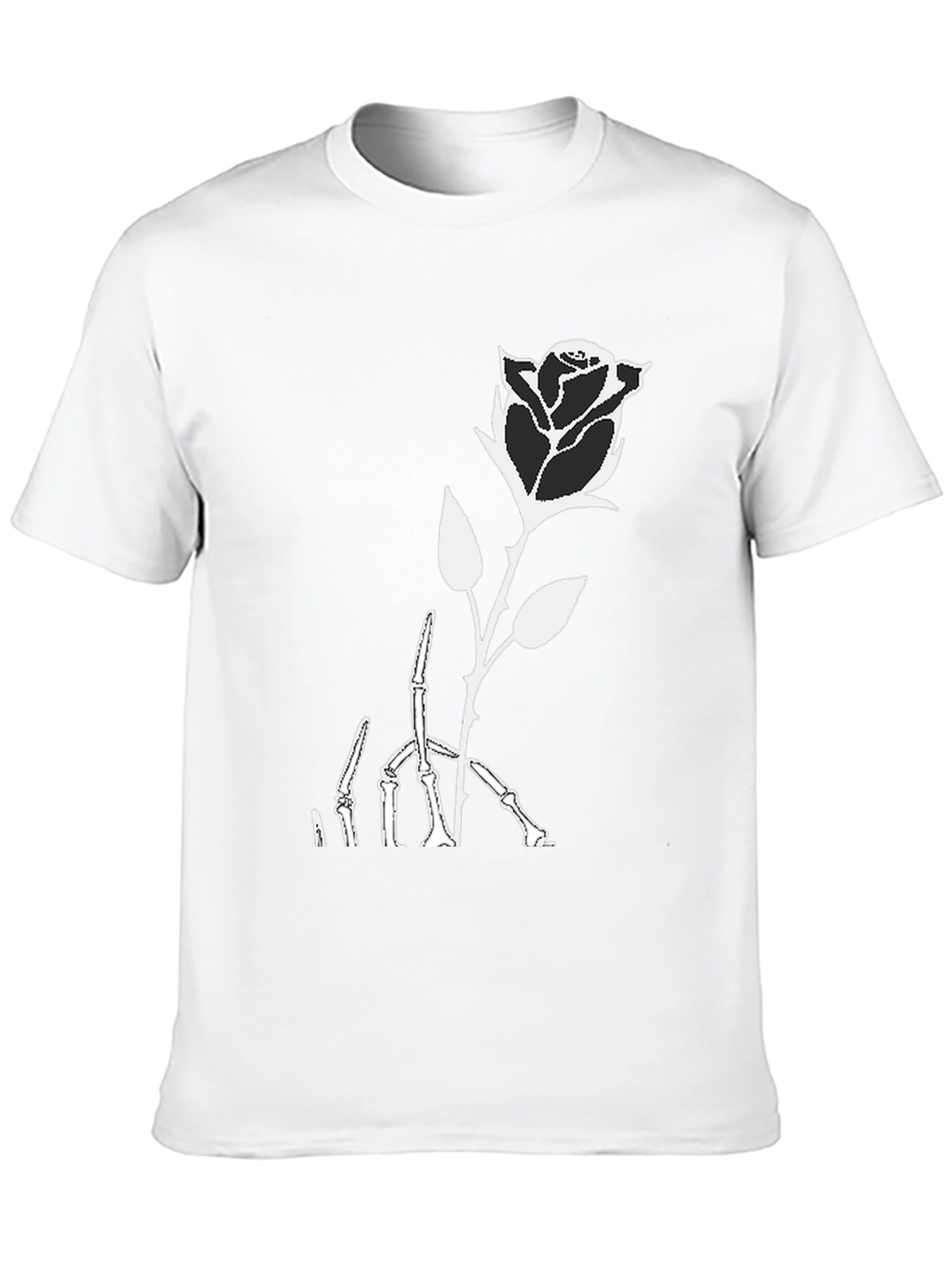 Black Rose Skeleton Graphic Print Black T-Shirt view 10