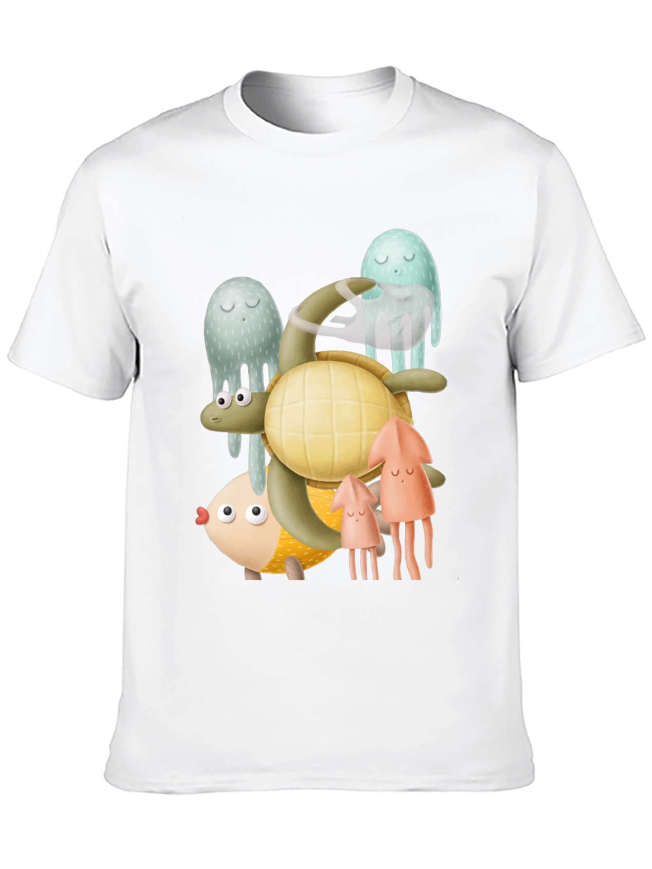 Black Sea Life Graphic Tee - Black Cotton T-Shirt view 10