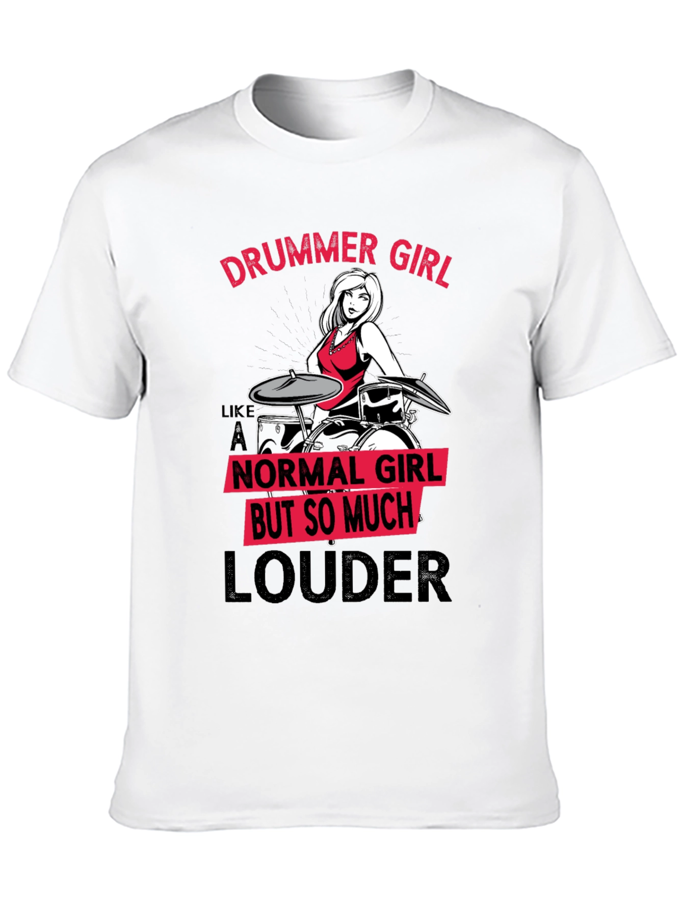 Black Drummer Girl T-Shirt - Funny Music Lover Tee view 10