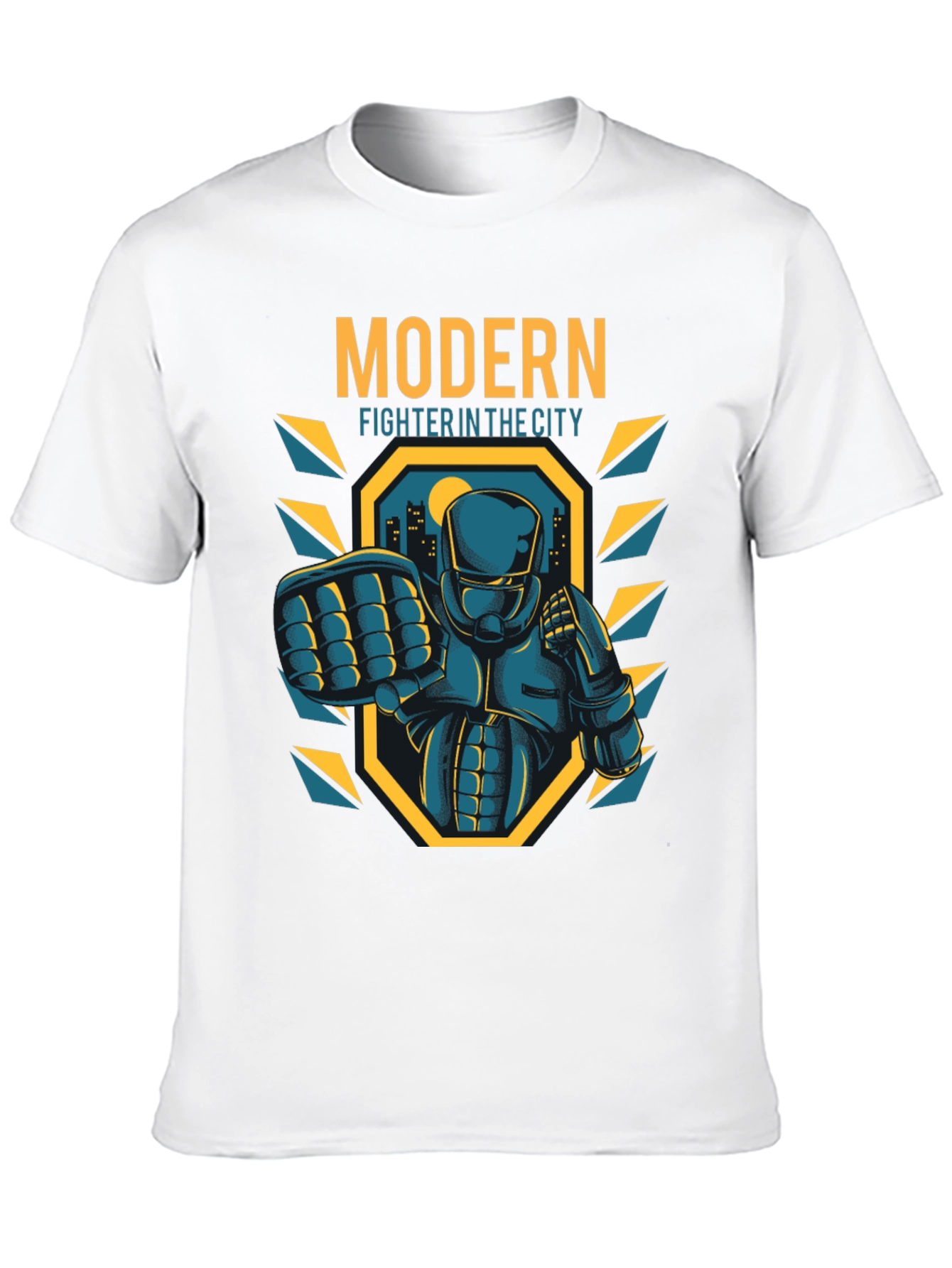 Black Modern Fighter City T-Shirt - Cool Graphic Tee view 10