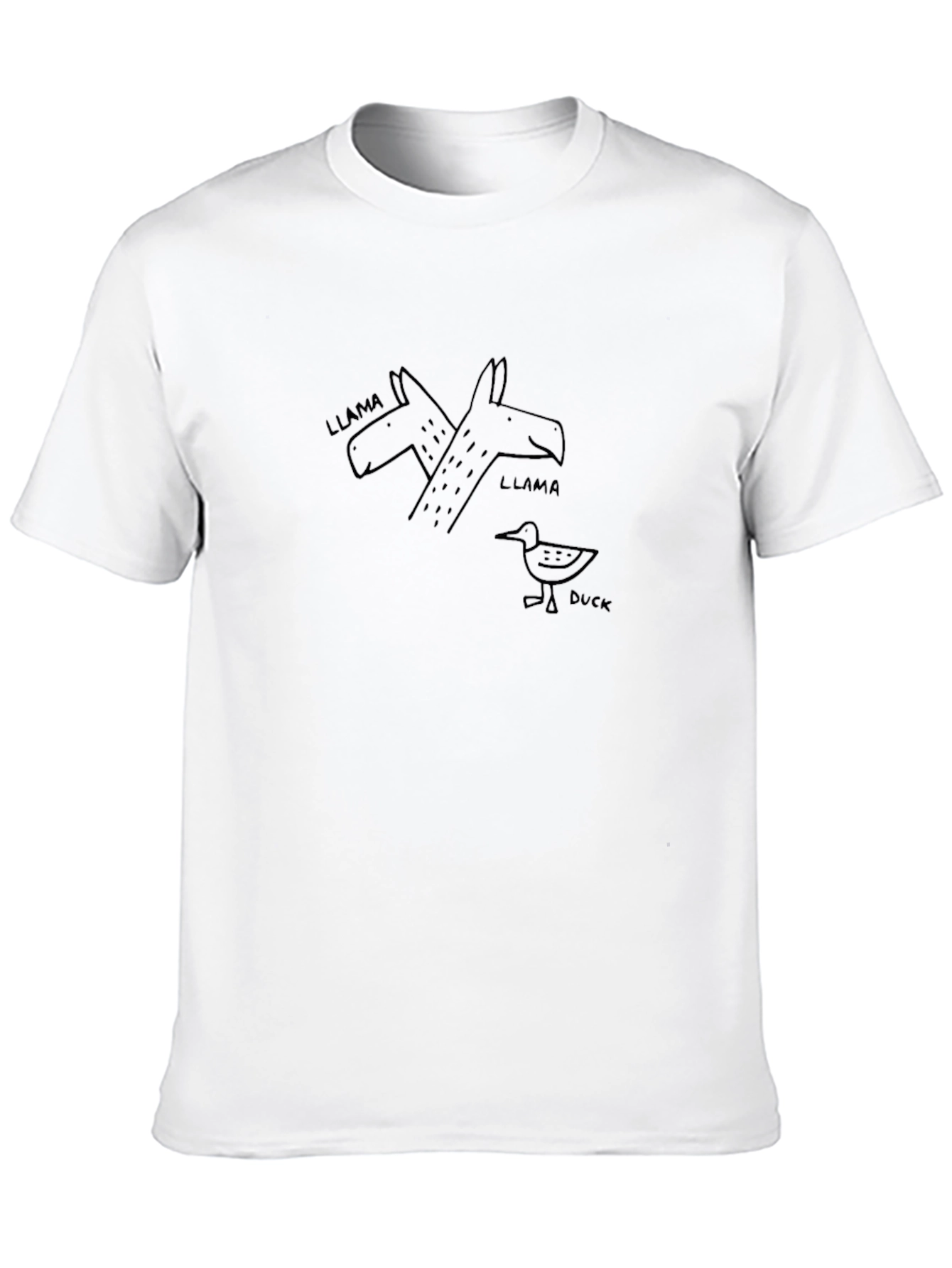 Black Llama Duck Graphic Black T-Shirt - Unisex Casual Tee view 10