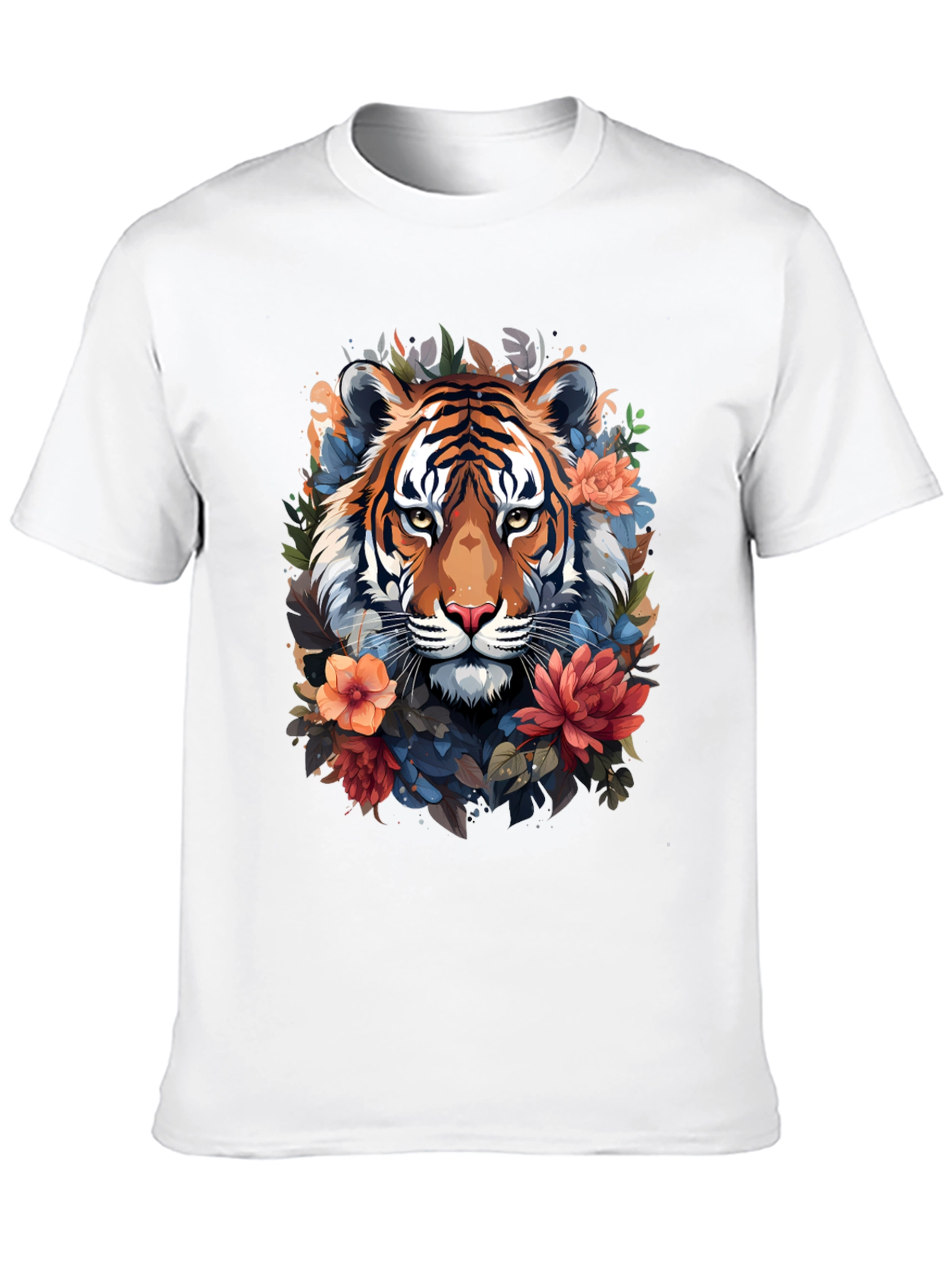 Black Floral Tiger Graphic Tee - Stylish Men's Black T-Shirt view 10