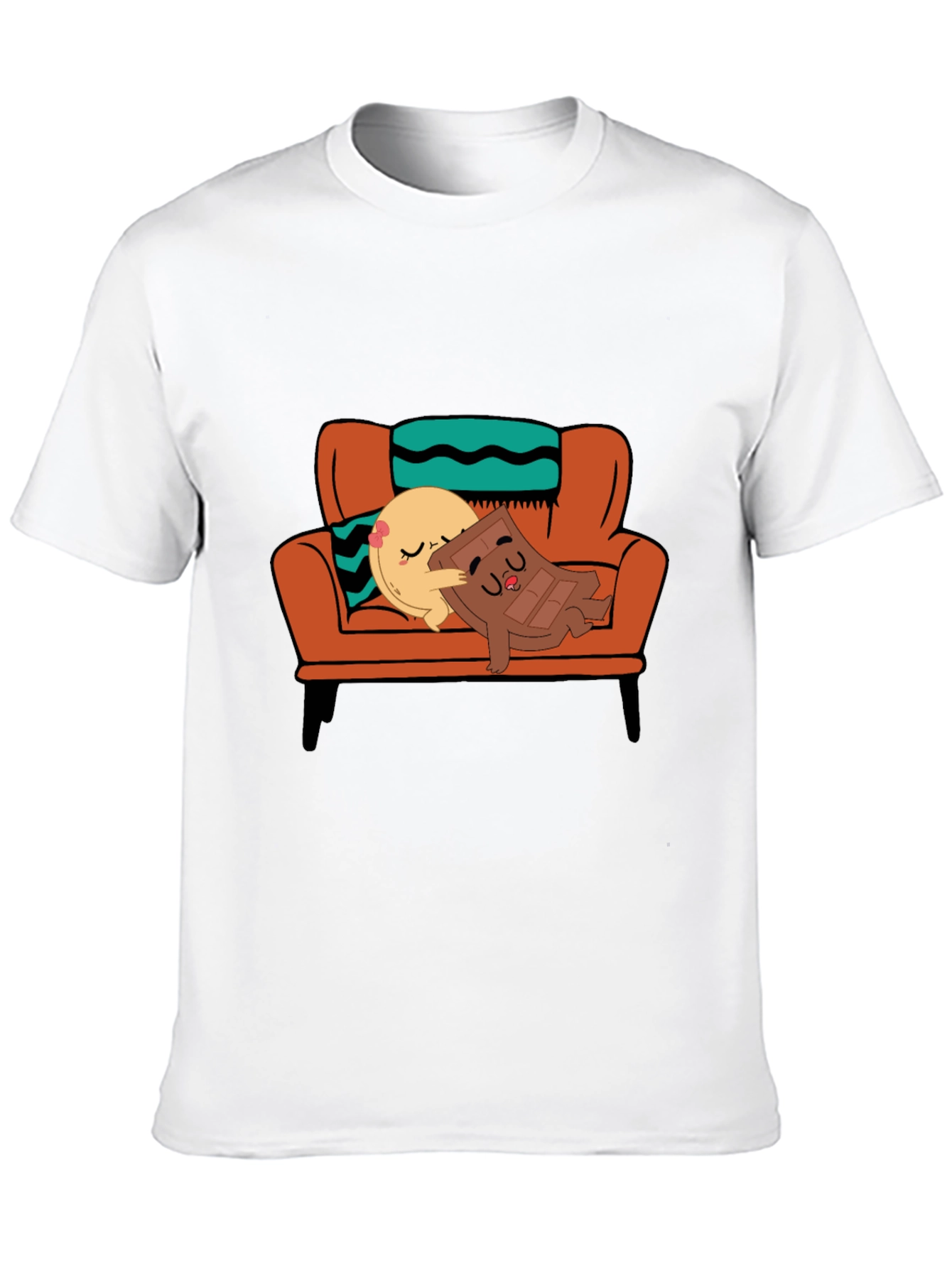 Black Cute Cartoon Foodie Relaxation T-Shirt view 10
