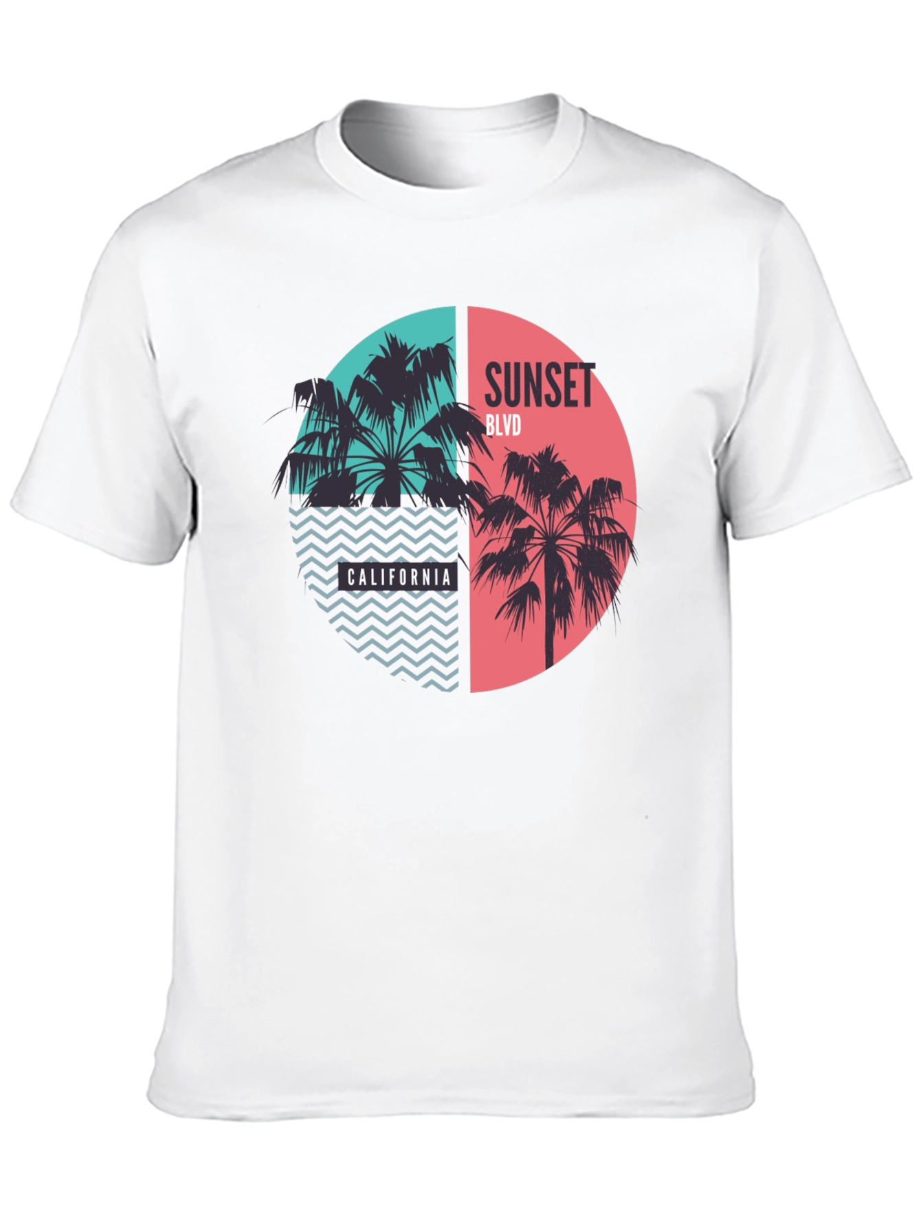 Black Sunset Blvd California Palm Tree Graphic Tee view 10