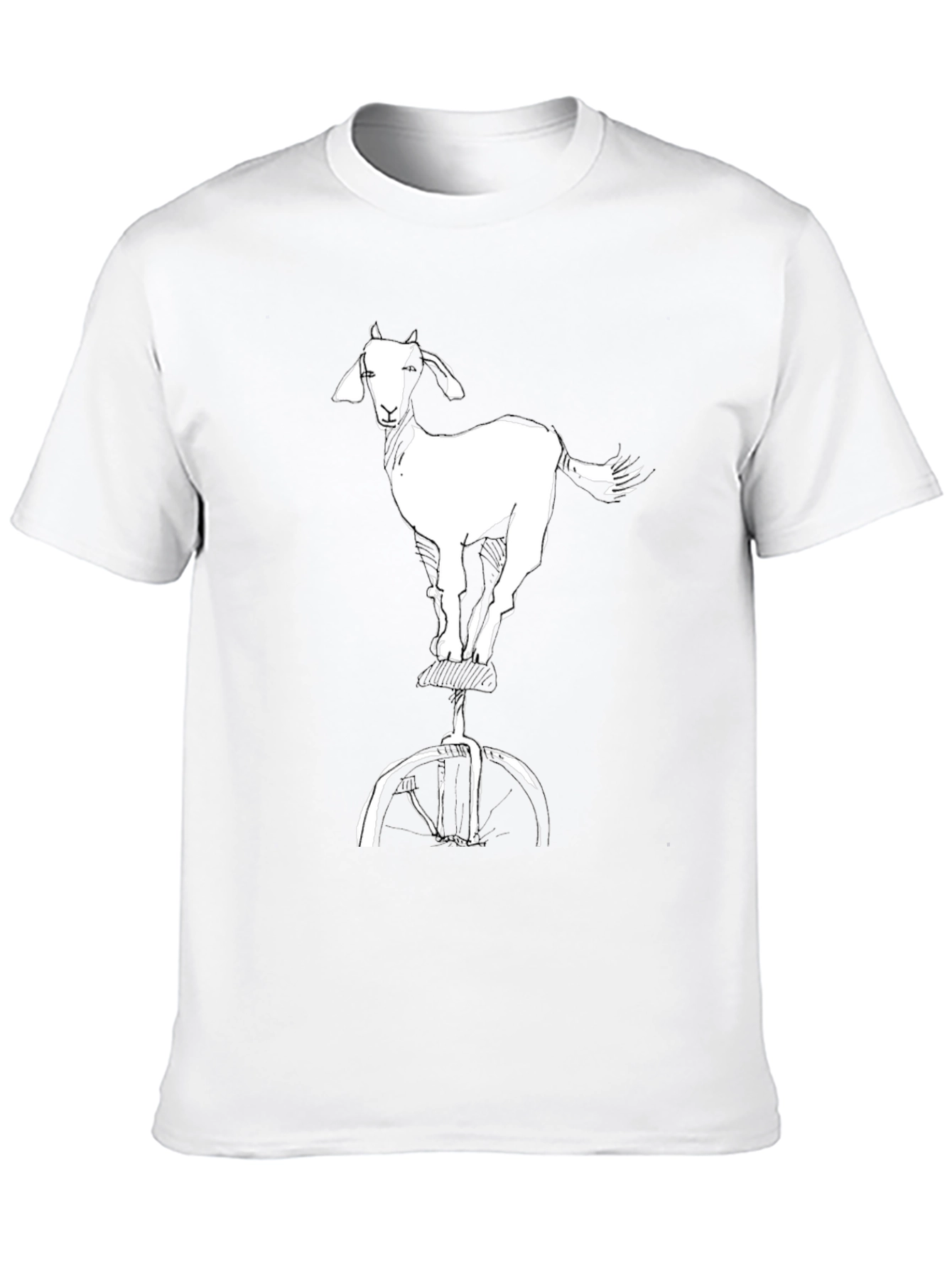 Black Goat on Unicycle Graphic Tee - Cool Casual Black T-Shirt view 10
