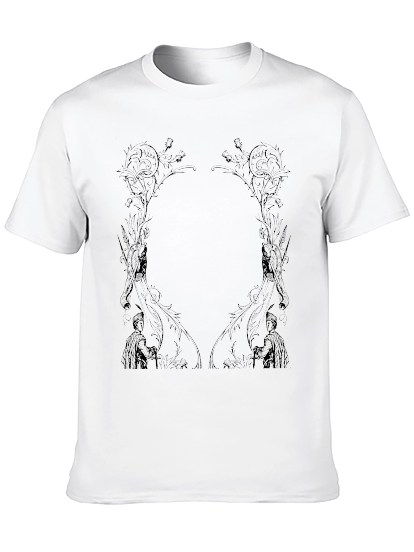 Black Black T-Shirt with Fantasy Knight Design view 10