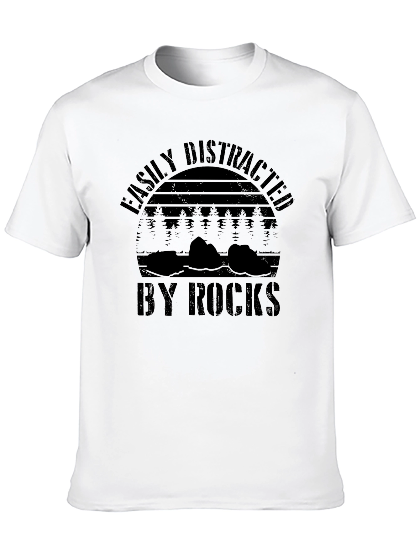 Black Easily Distracted by Rocks Graphic T-Shirt view 10
