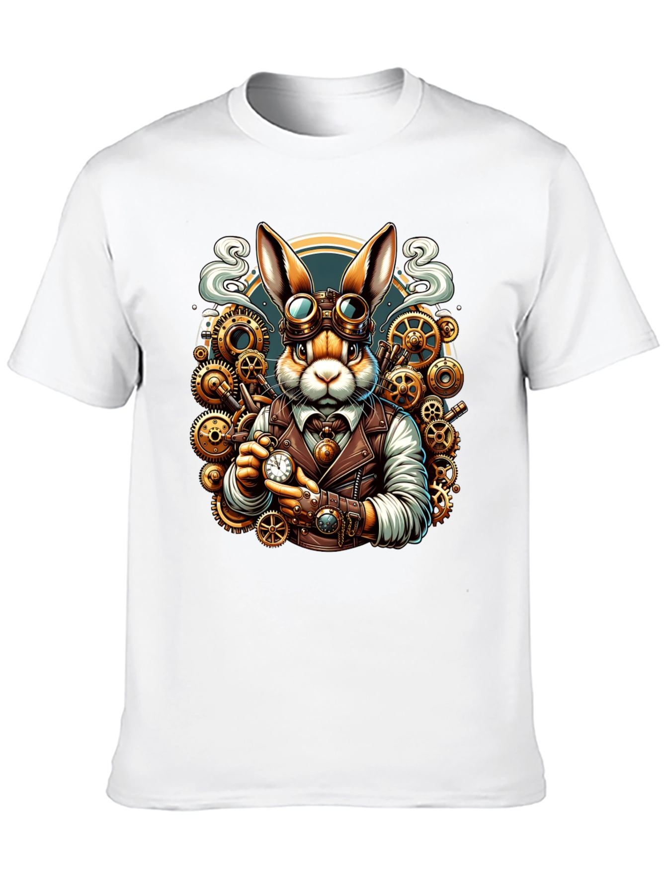 Black Steampunk Rabbit T-Shirt - Unique Design view 10
