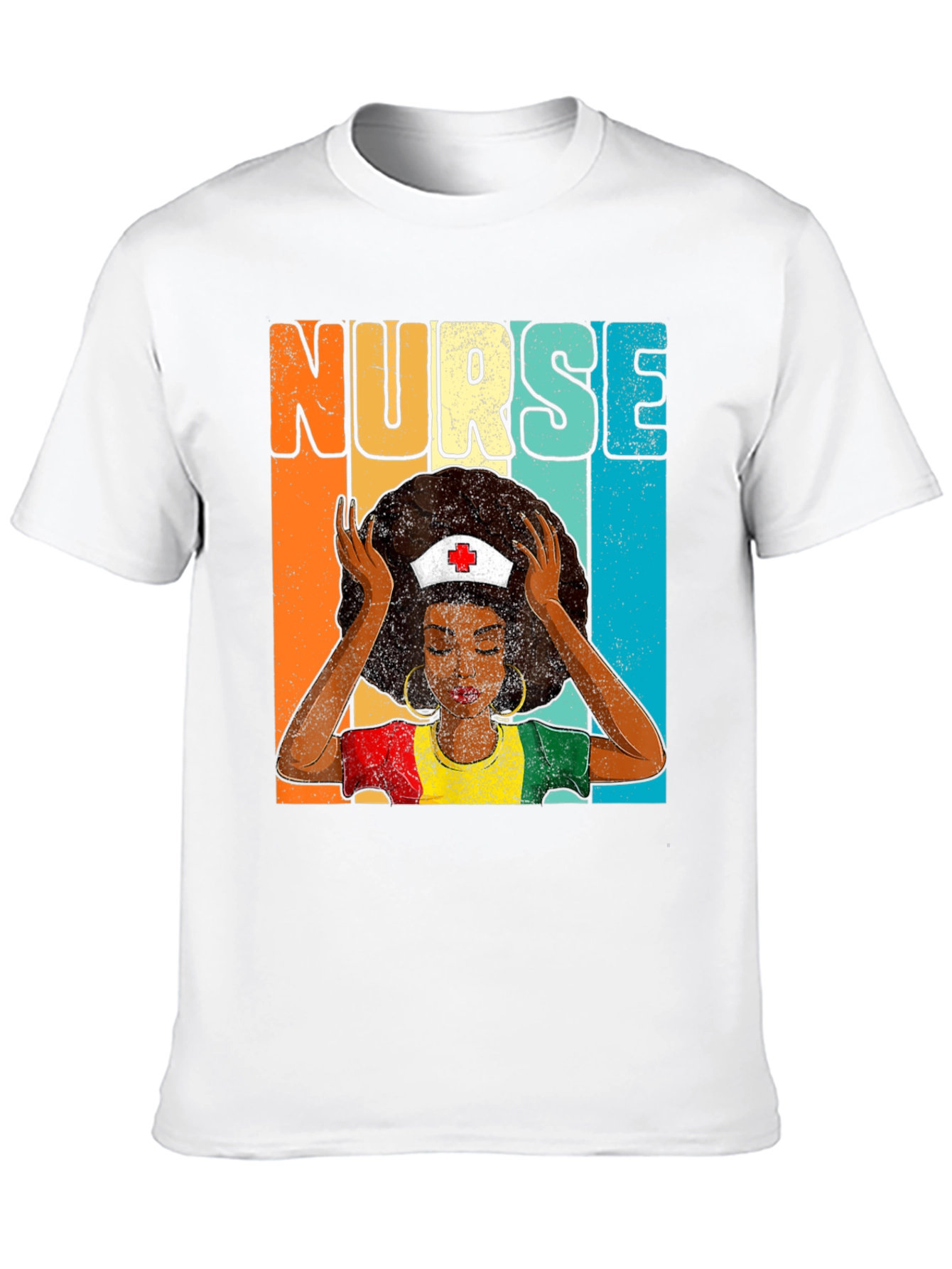 Black Retro Nurse Graphic Tee - Black Cotton T-Shirt view 10