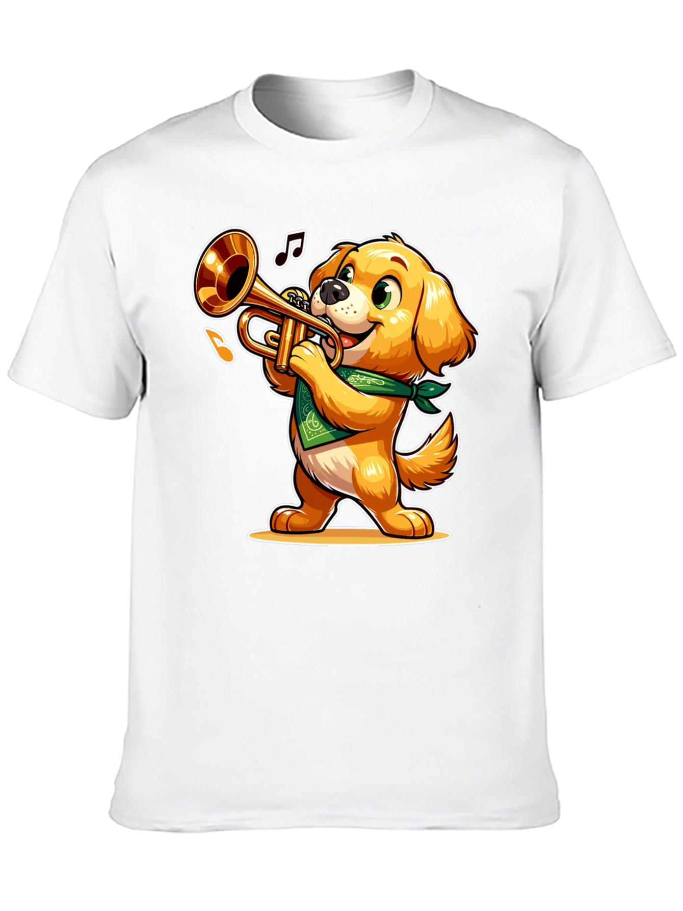 Black Dog Playing Trumpet T-Shirt - Fun Cartoon Design view 10