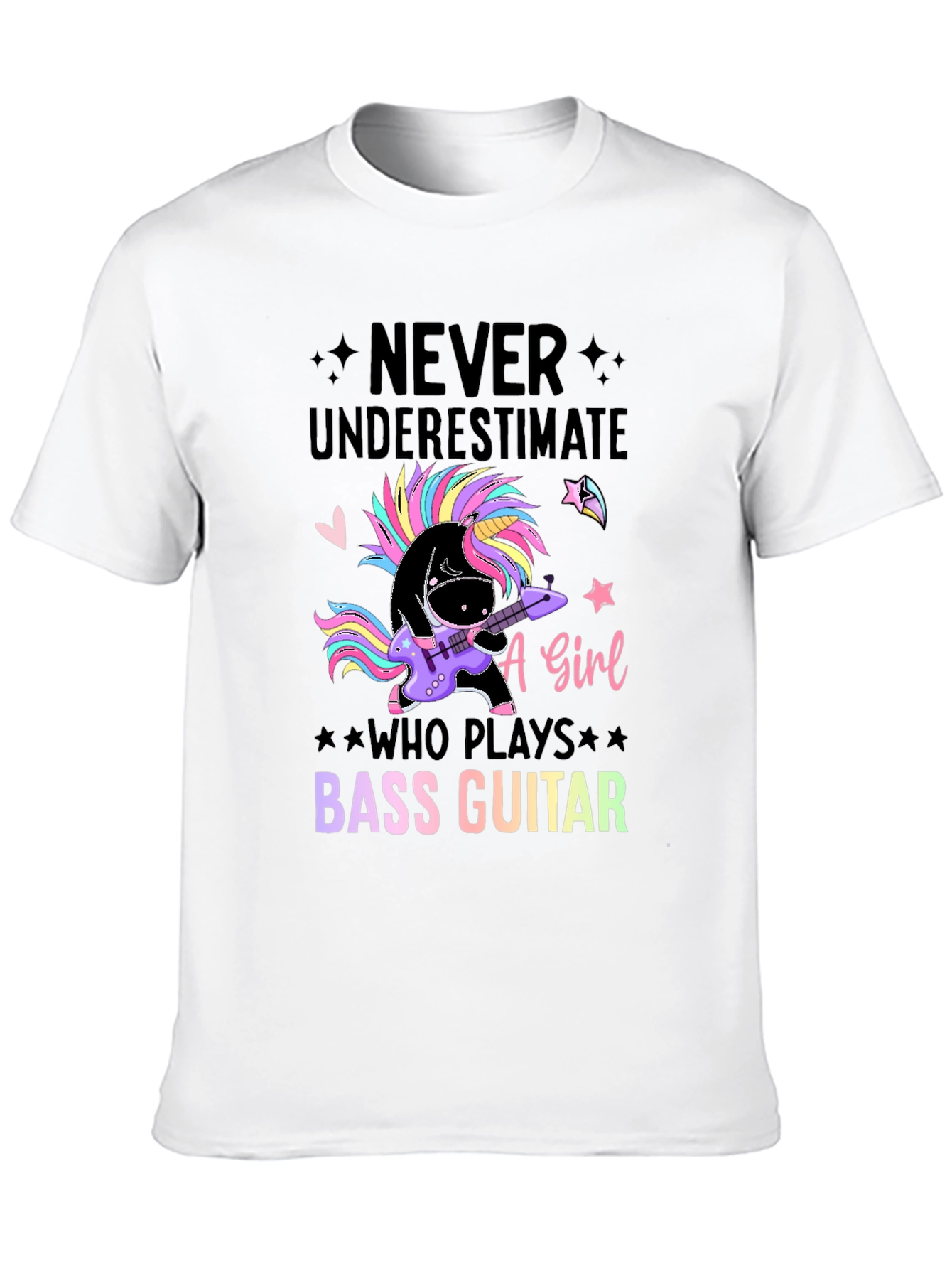 Black Unicorn Bass Guitar T-Shirt - Never Underestimate A Girl view 10