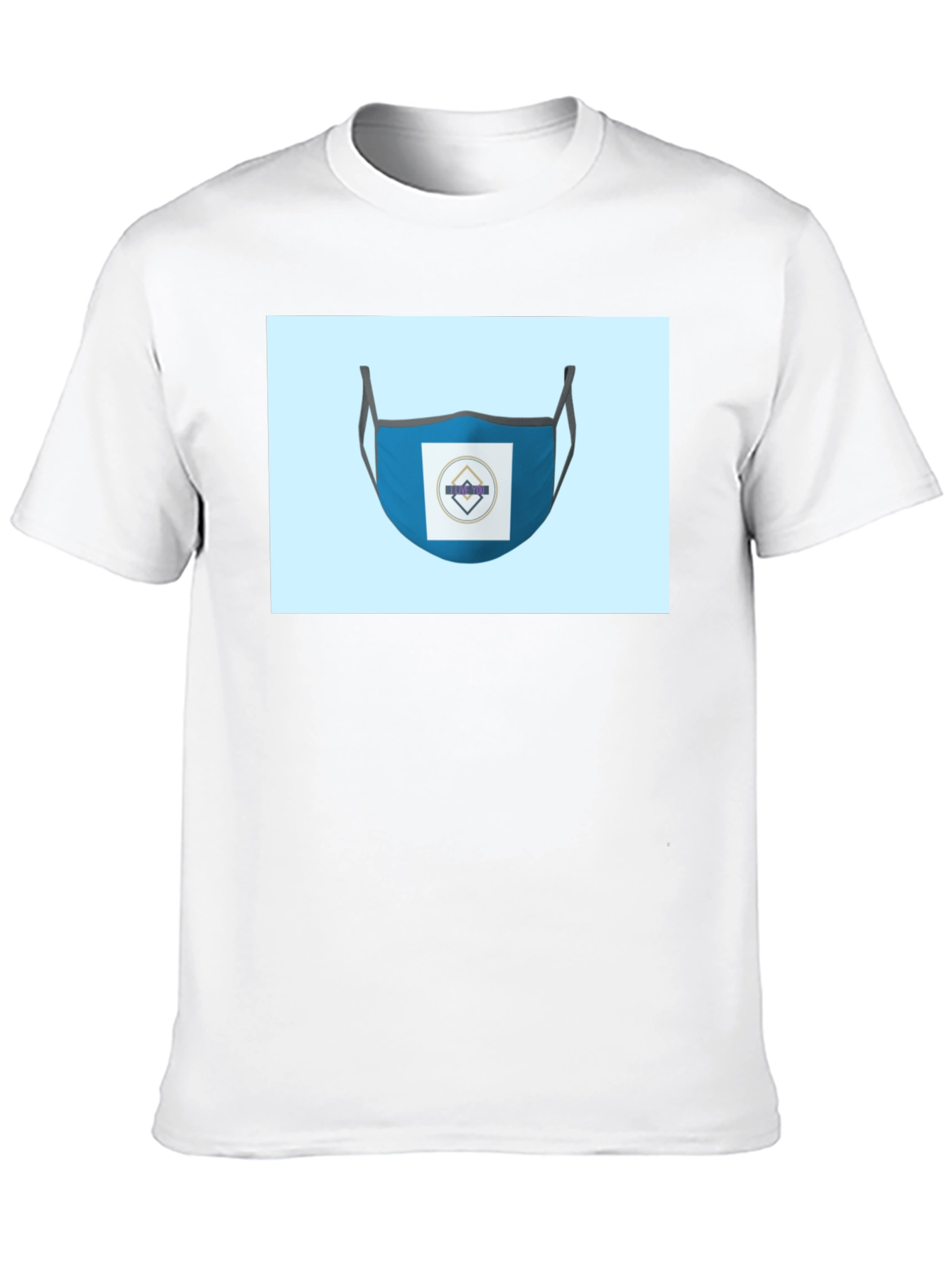 Black Stylish Blue Face Mask T-Shirt view 10