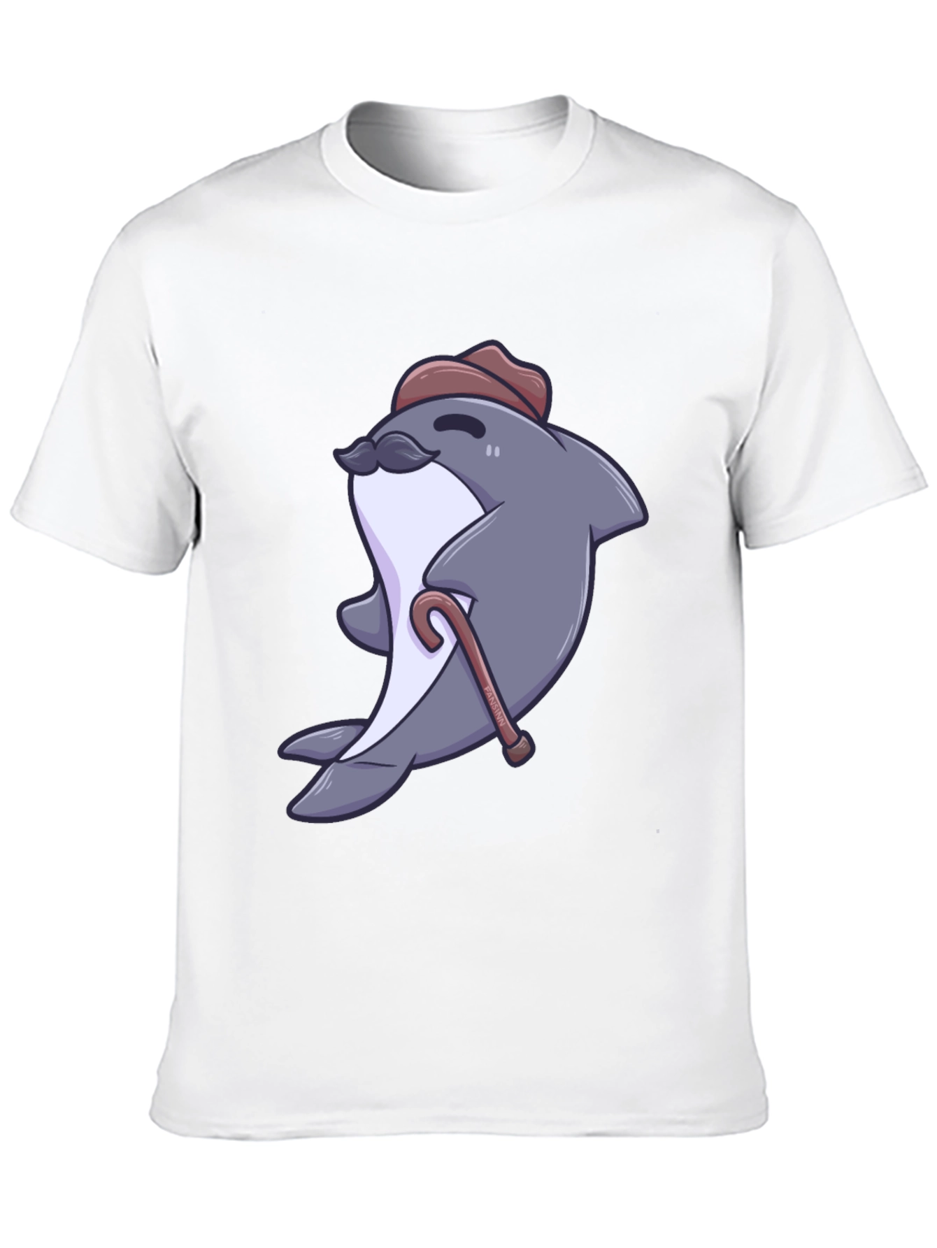Black Dapper Dolphin T-Shirt - Cartoon Character Tee view 10