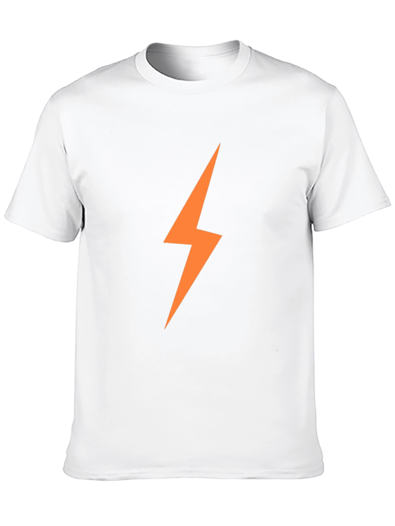 Black Men's Black T-Shirt with Orange Lightning Bolt view 10
