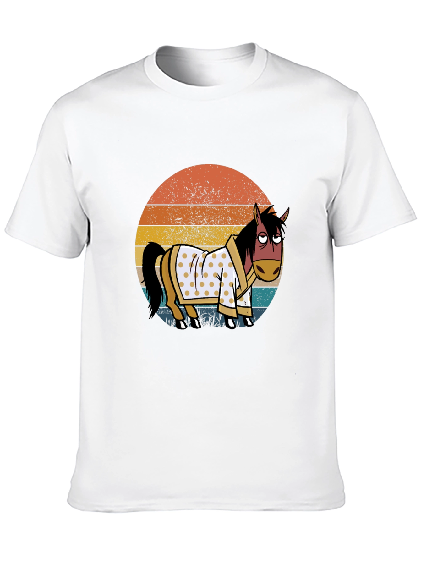 Black Retro Horse in Robe Graphic T-Shirt view 10