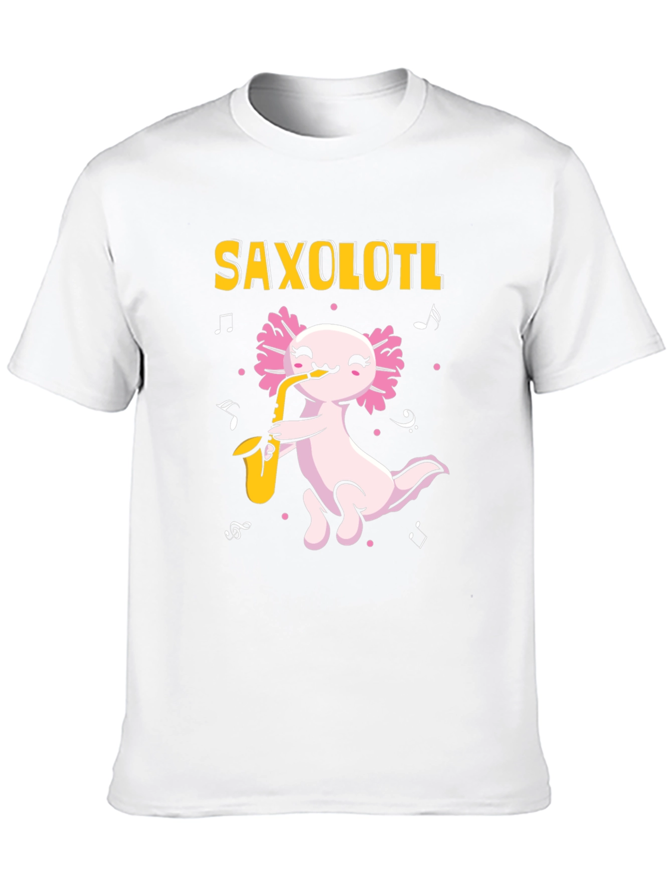 Black Saxolotl T-Shirt - Axolotl Saxophone Player view 10