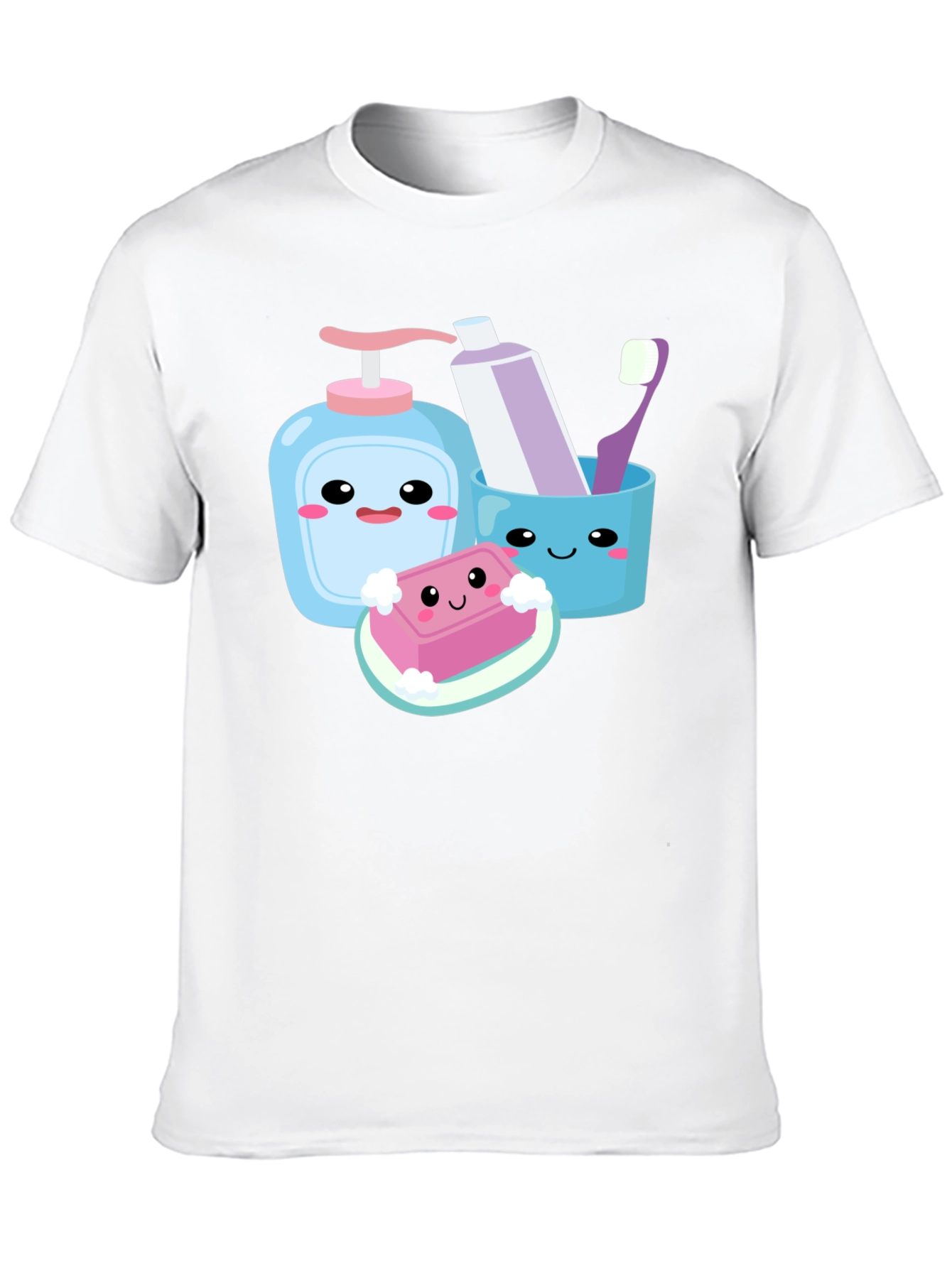 Black Kawaii Hygiene Cartoon Graphic T-Shirt view 10