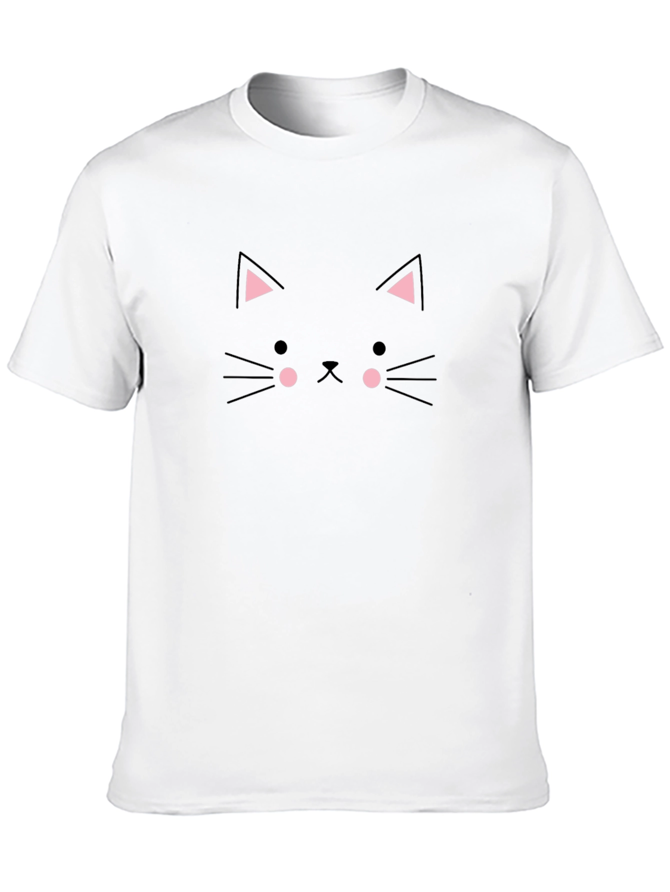 Black Cute Cat Face Black T-Shirt view 10