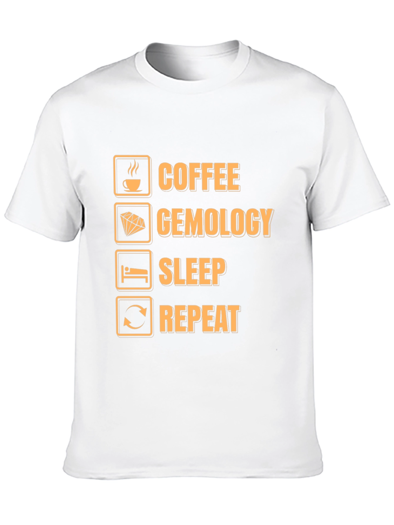 Black Coffee Gemology Sleep Repeat Funny Graphic T-Shirt view 10
