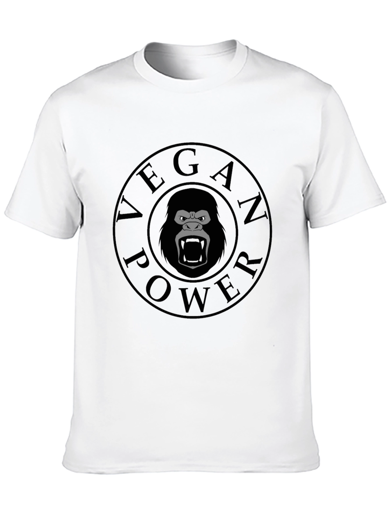 Black Vegan Power Gorilla T-Shirt - Black Crew Neck Tee view 10