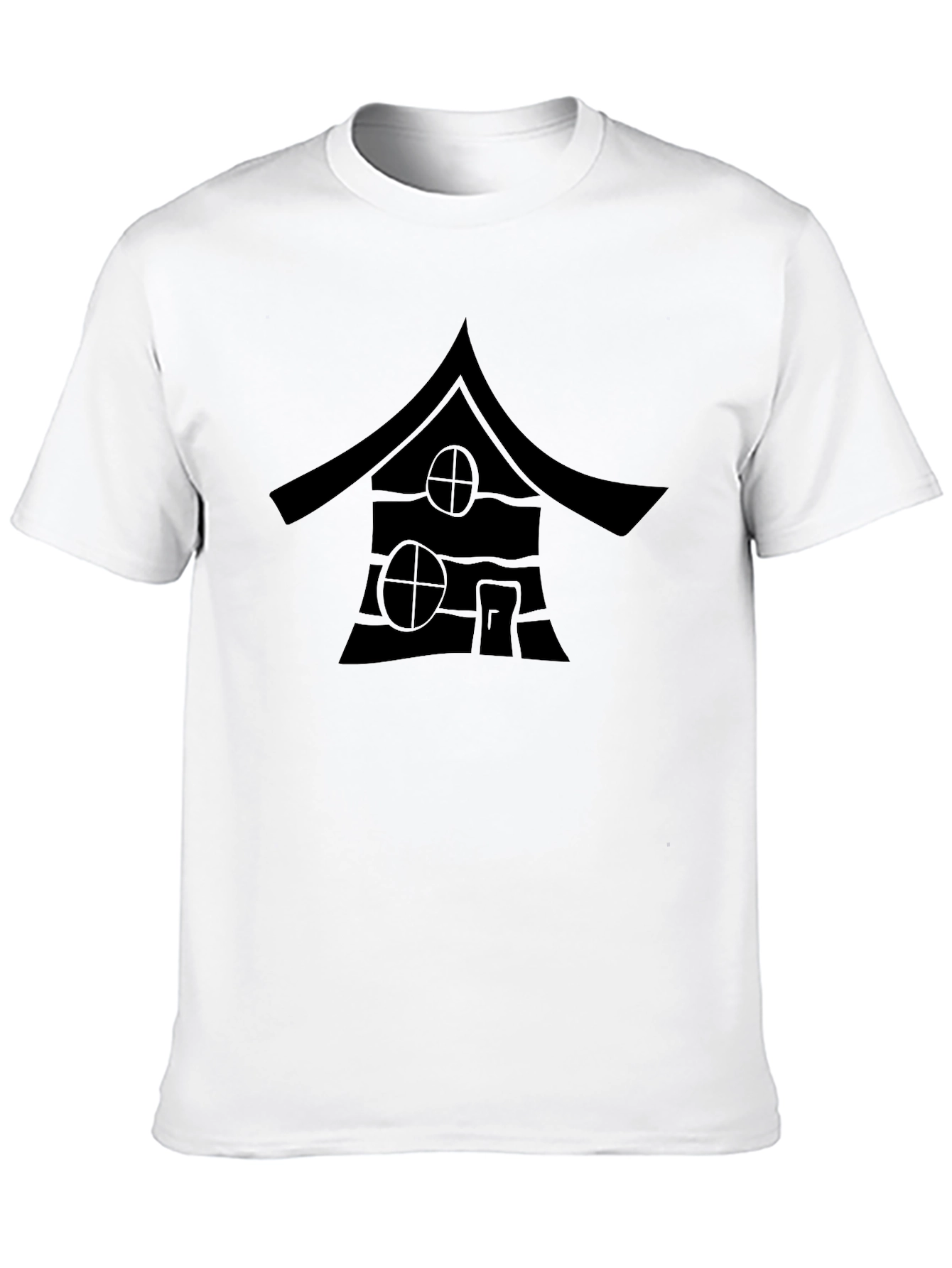 Black Black T-Shirt with Cabin Print view 10