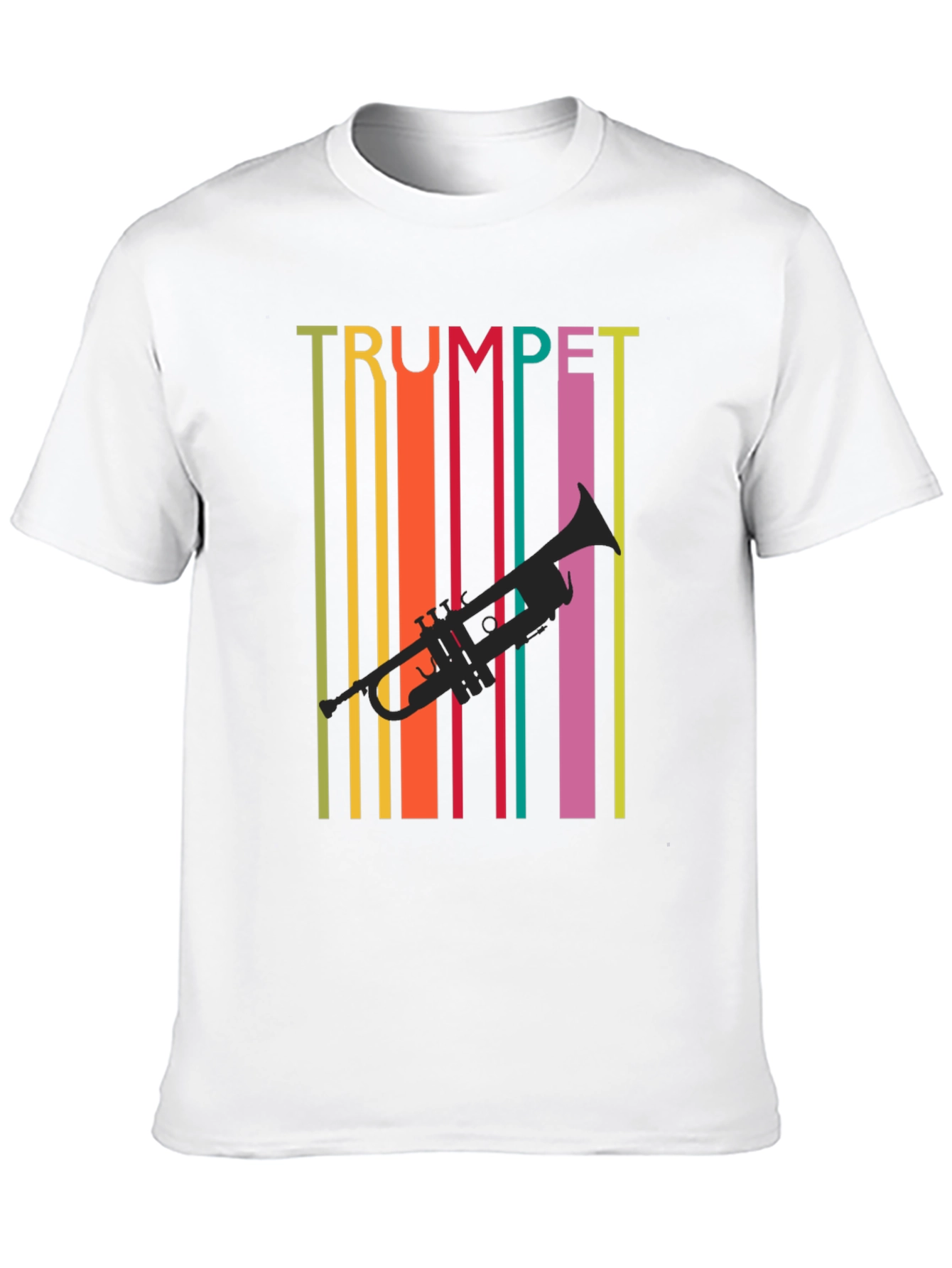 Black Retro Trumpet Graphic Tee - Colorful Music Lover T-Shirt view 10