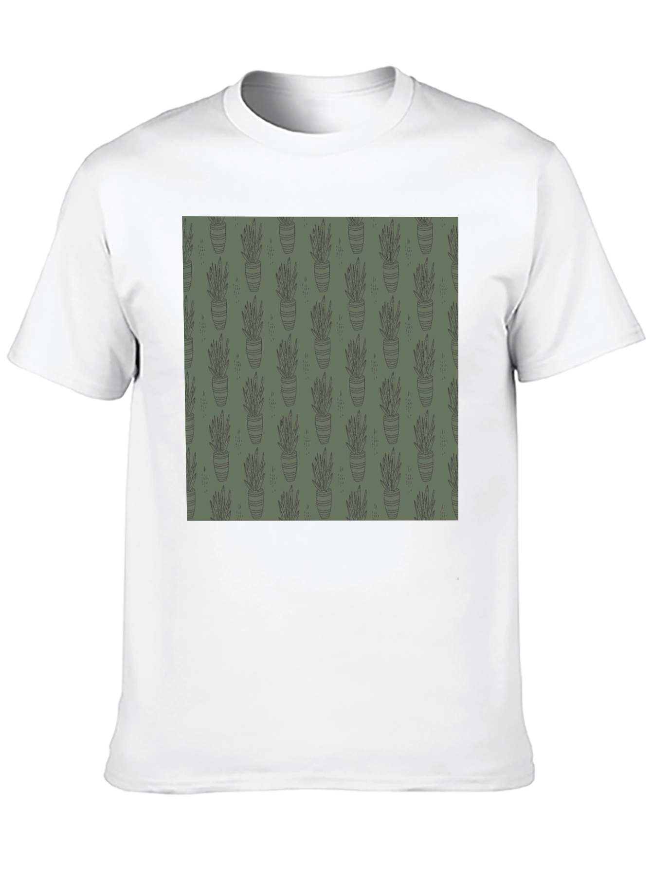 Black Unique Potted Plant Print T-Shirt view 10