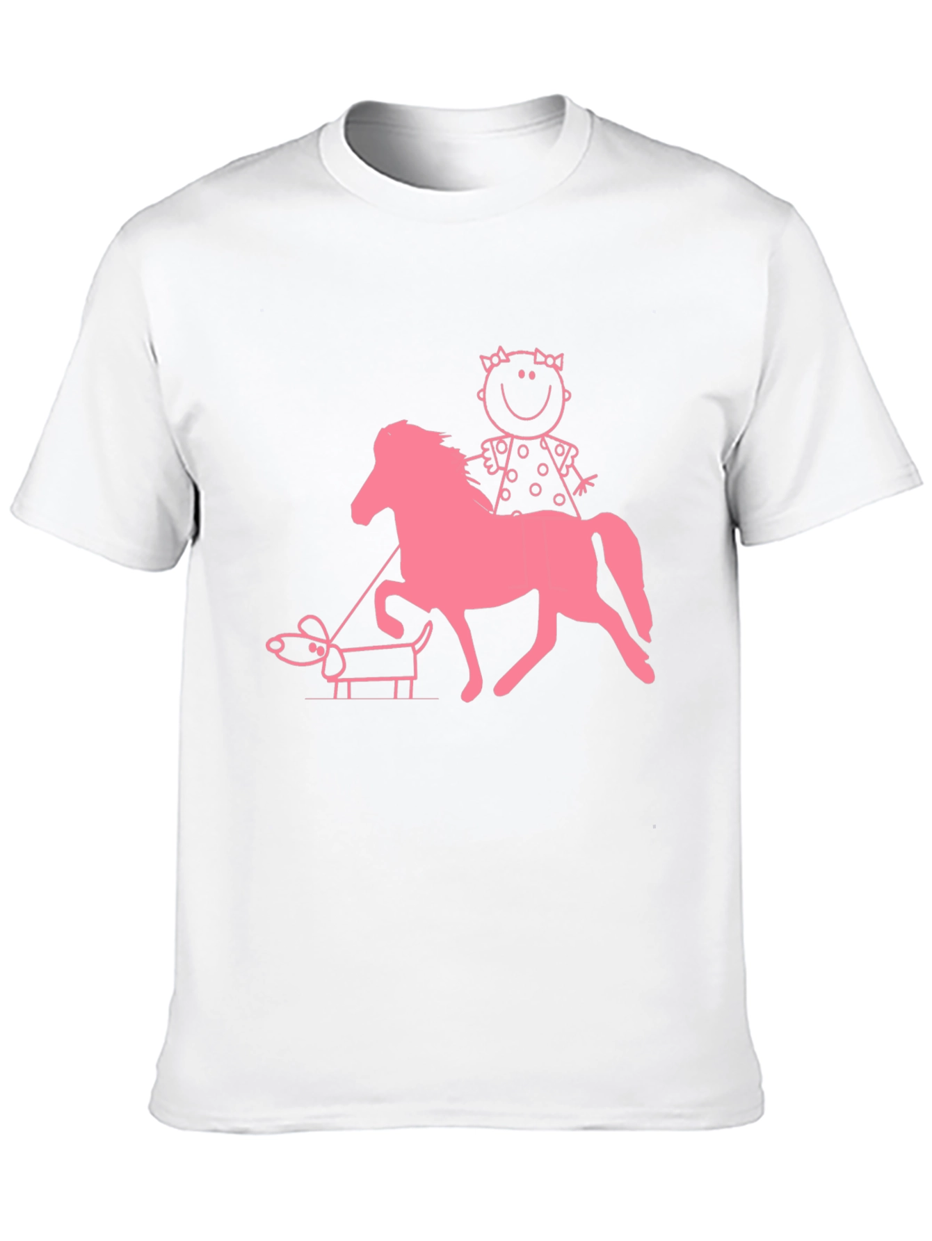Black Playful Graphic Tee - Girl, Horse, and Dog Design view 10