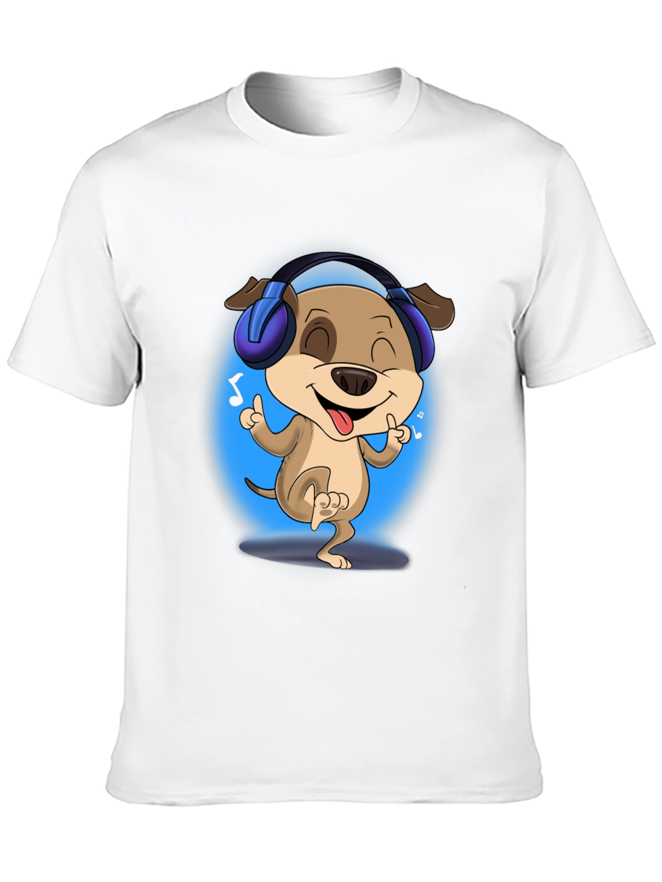 Black Cool Dog with Headphones Black T-Shirt view 10