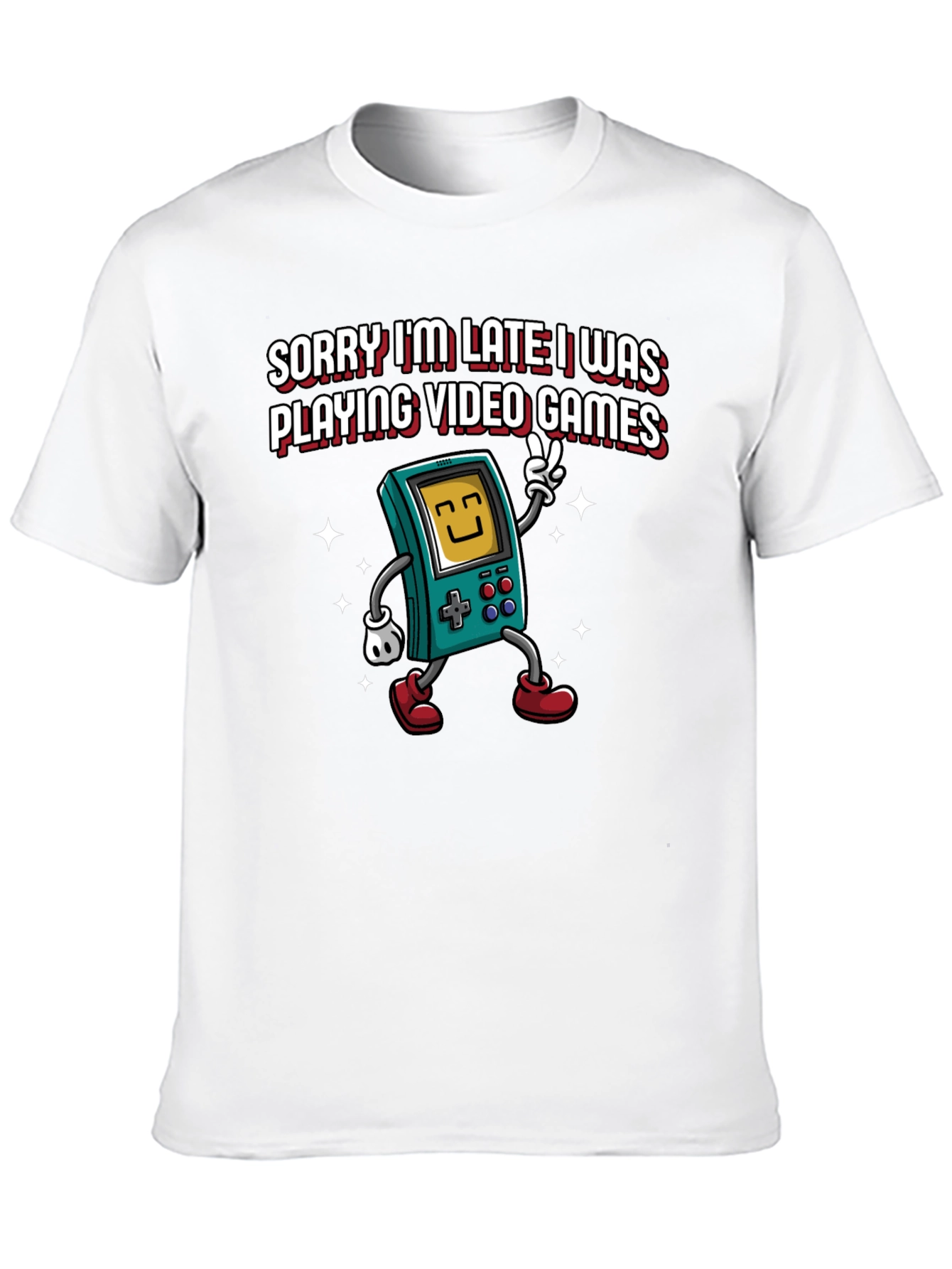 Black Sorry I'm Late Video Games Graphic Tee view 10