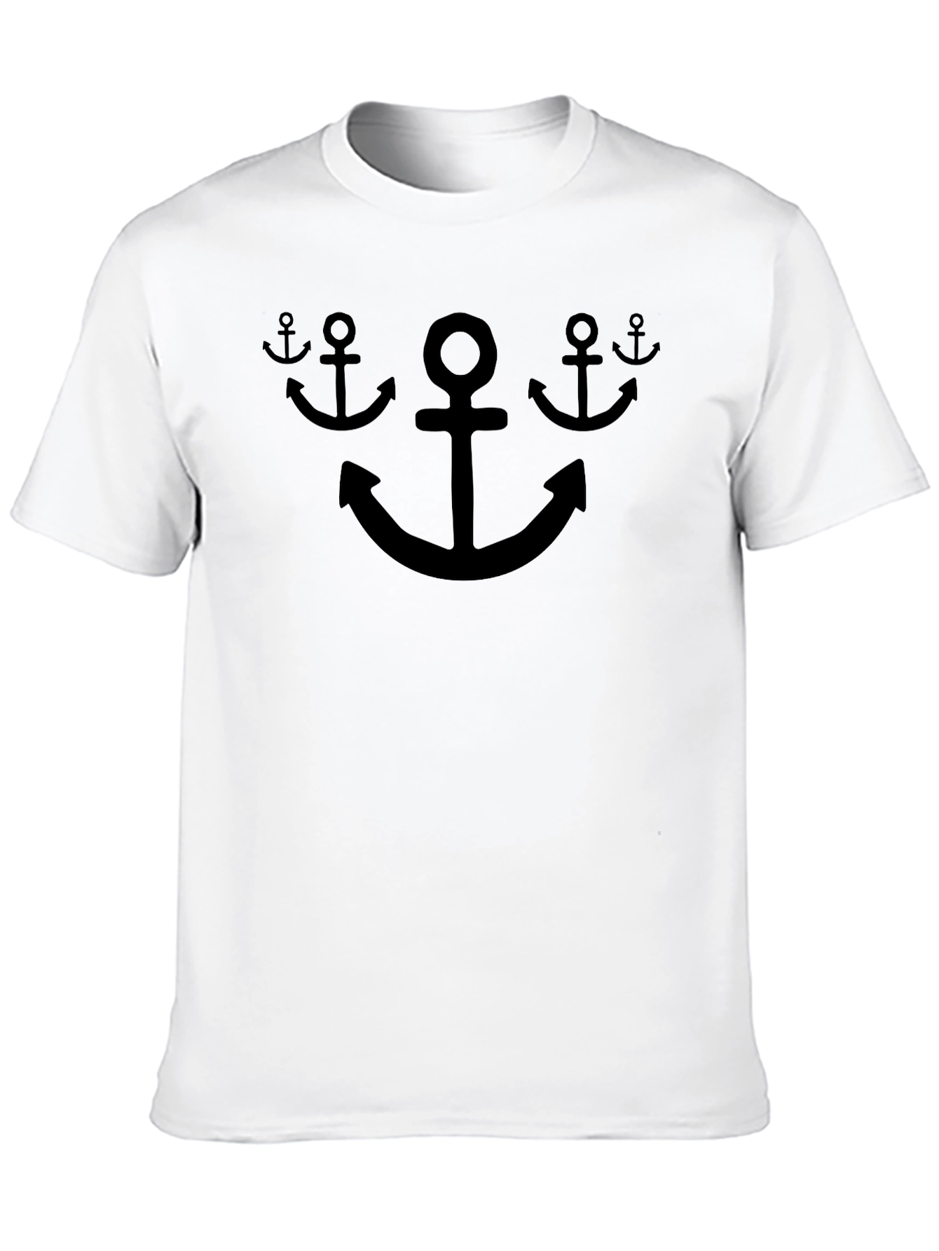 Black Nautical Anchor Graphic Tee - Black Cotton T-Shirt view 10