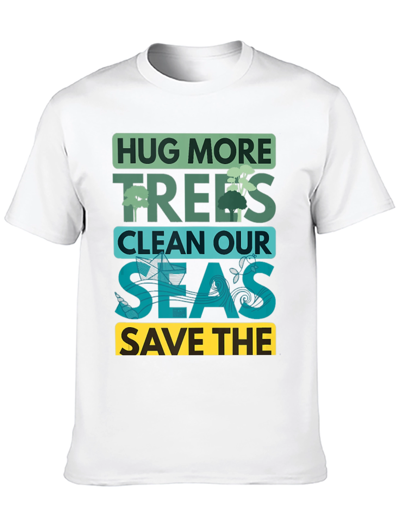 Black Eco-Friendly Graphic T-Shirt: Hug More Trees view 10