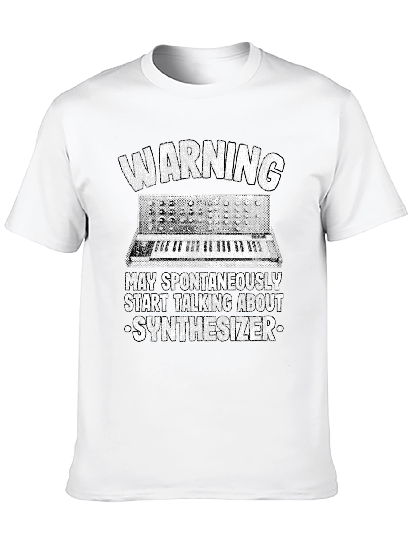 Black Warning: May Spontaneously Talk About Synthesizer T-Shirt view 10