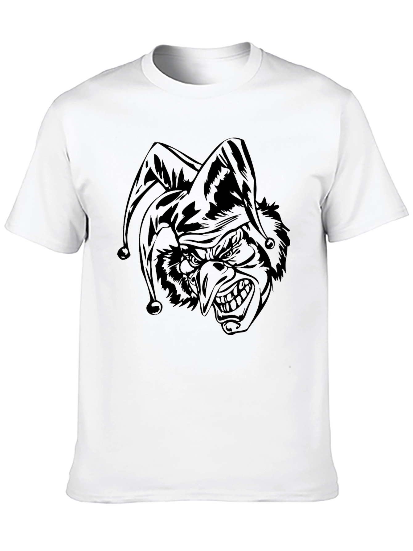 Black Men's Black T-Shirt with Jester Graphic view 10