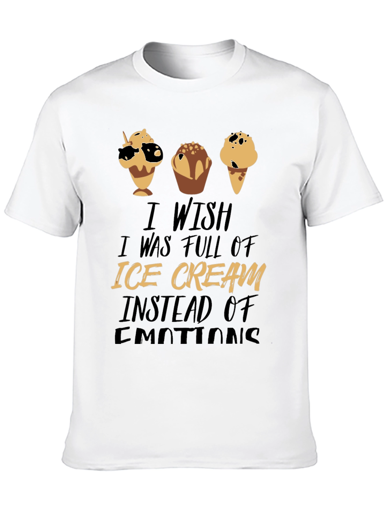 Black Ice Cream Emotions Black Graphic T-Shirt view 10