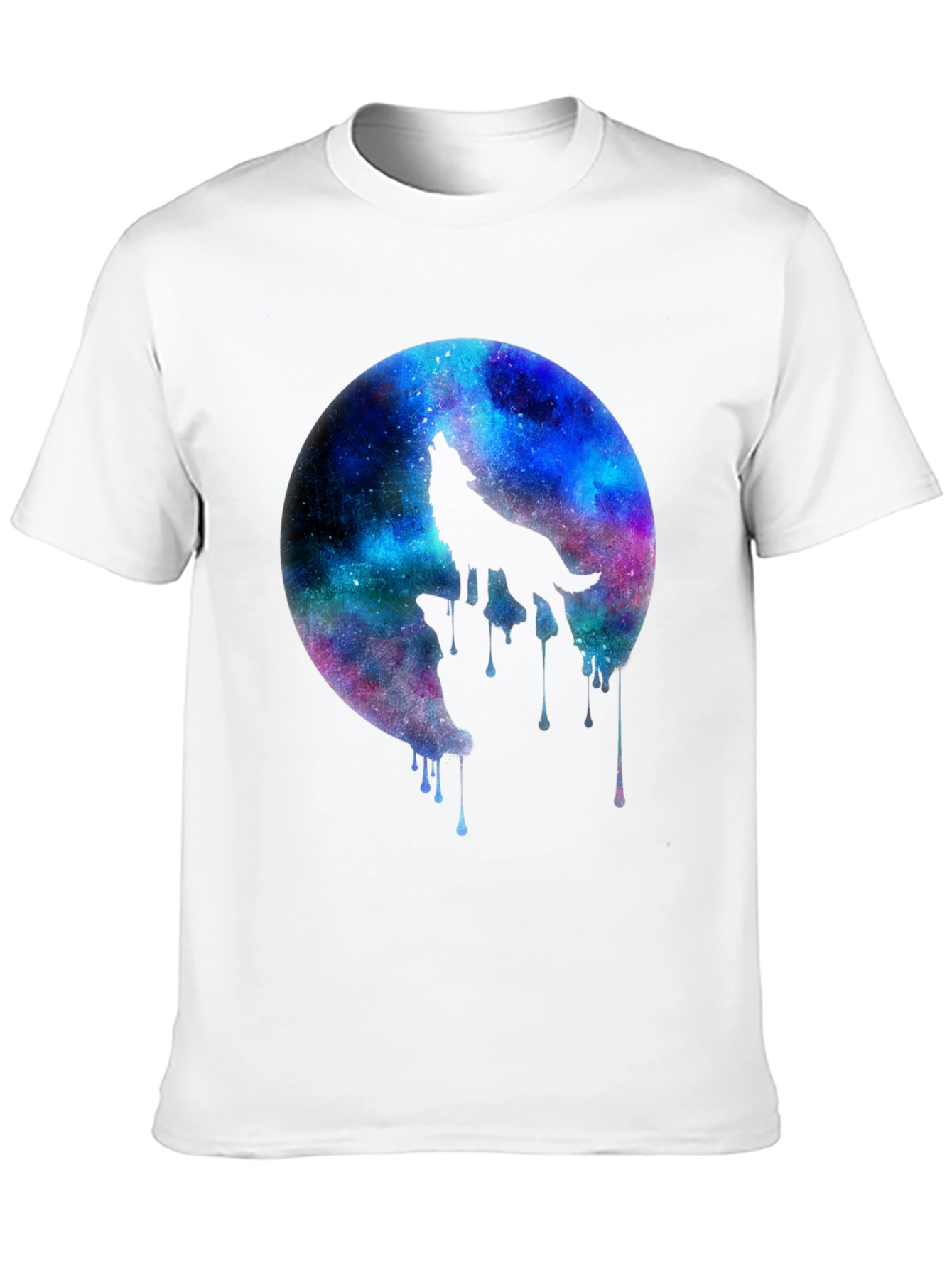 Black Galaxy Wolf Howl Black T-Shirt view 10