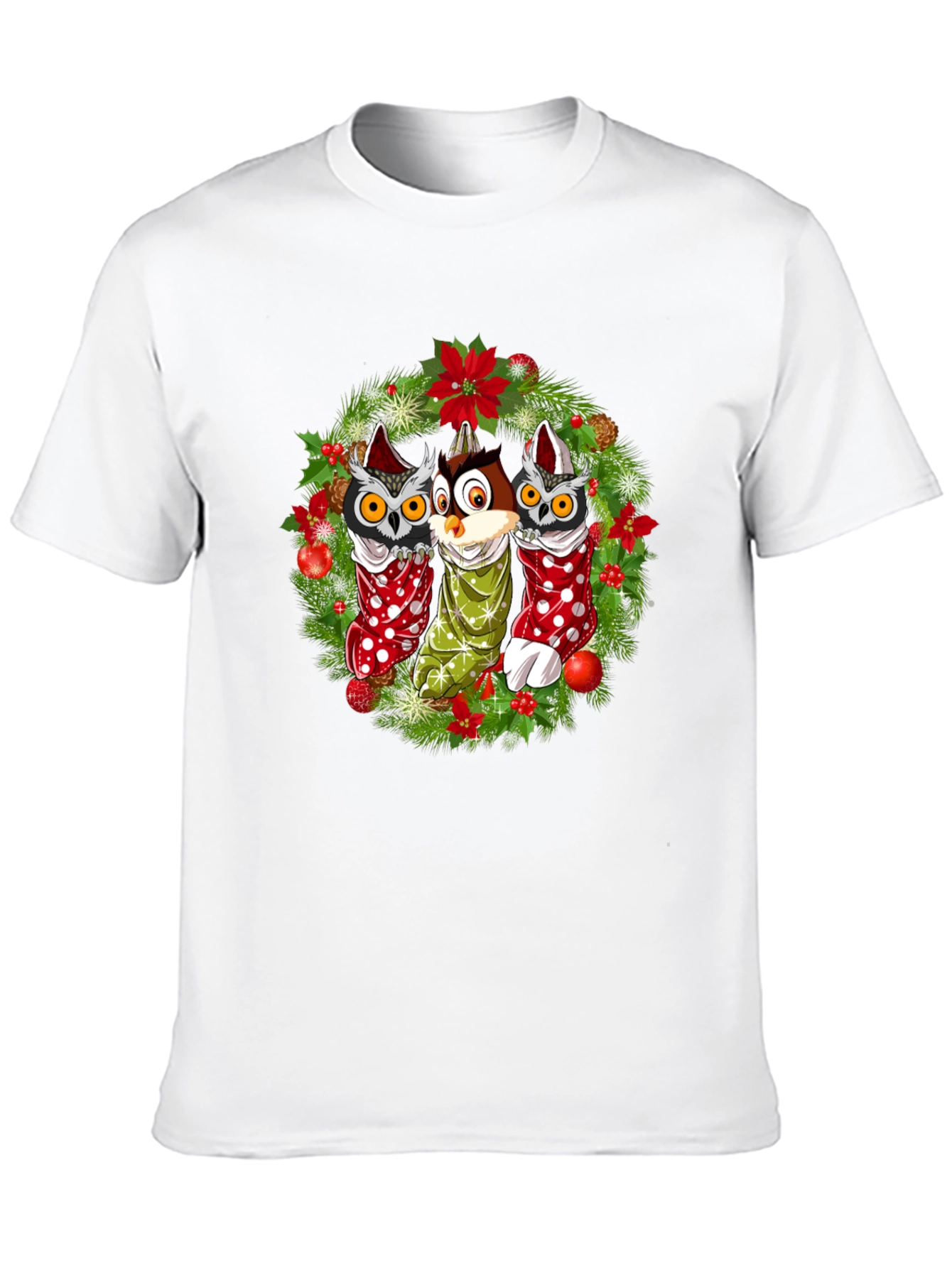 Black Christmas Owl T-Shirt Festive Holiday Design view 10