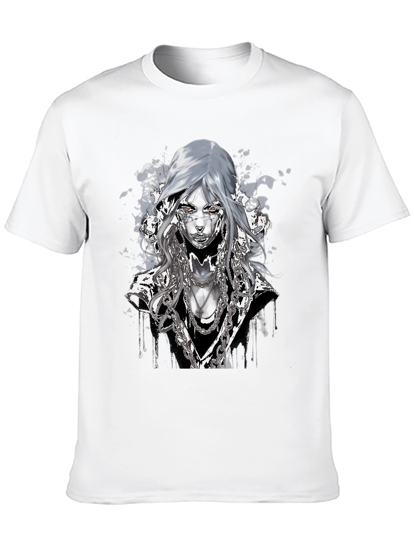 Black Graphic T-Shirt: Cyberpunk Chain Design view 10
