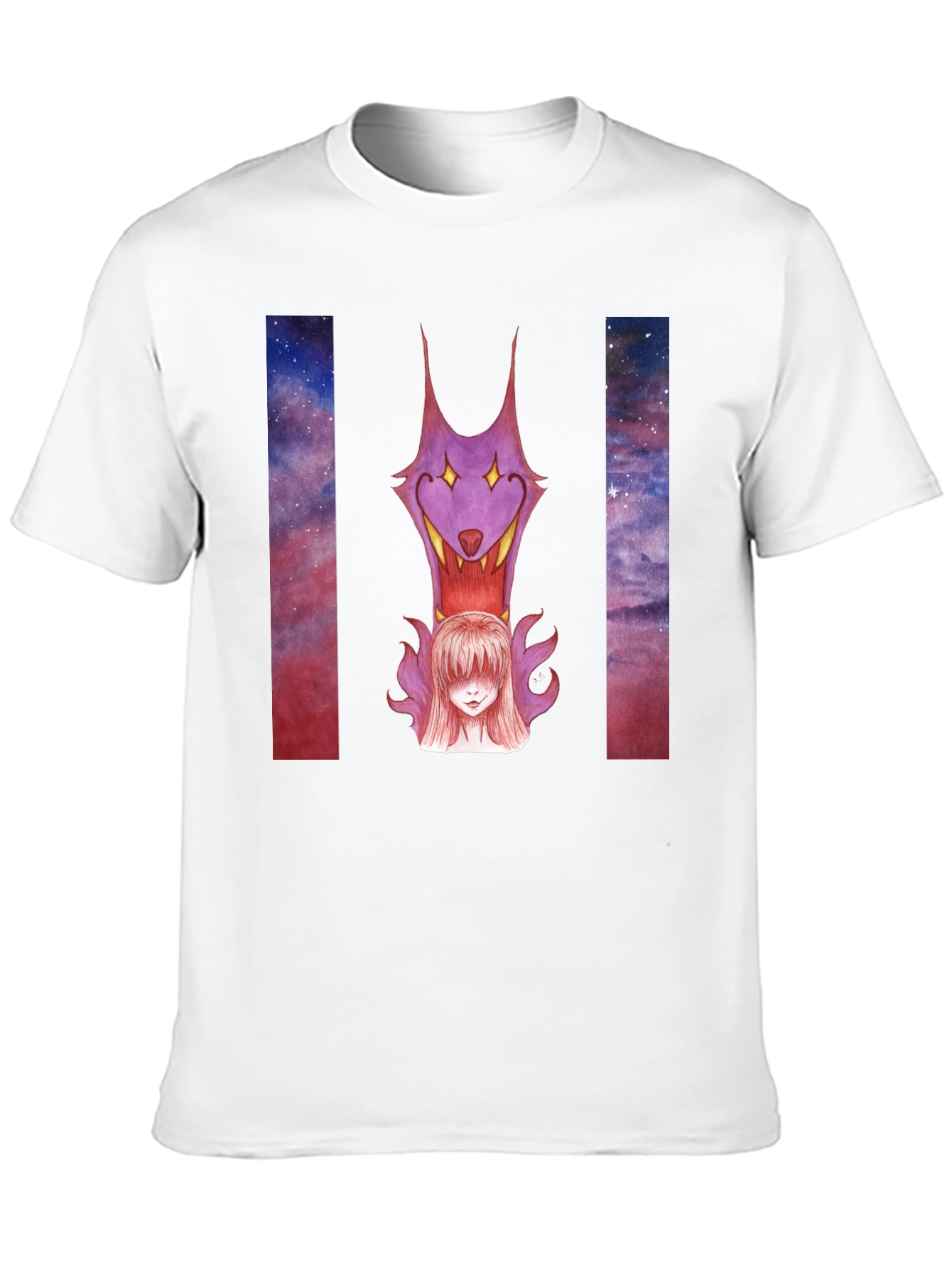 Black Wolf & Girl Graphic Print Black T-Shirt view 10