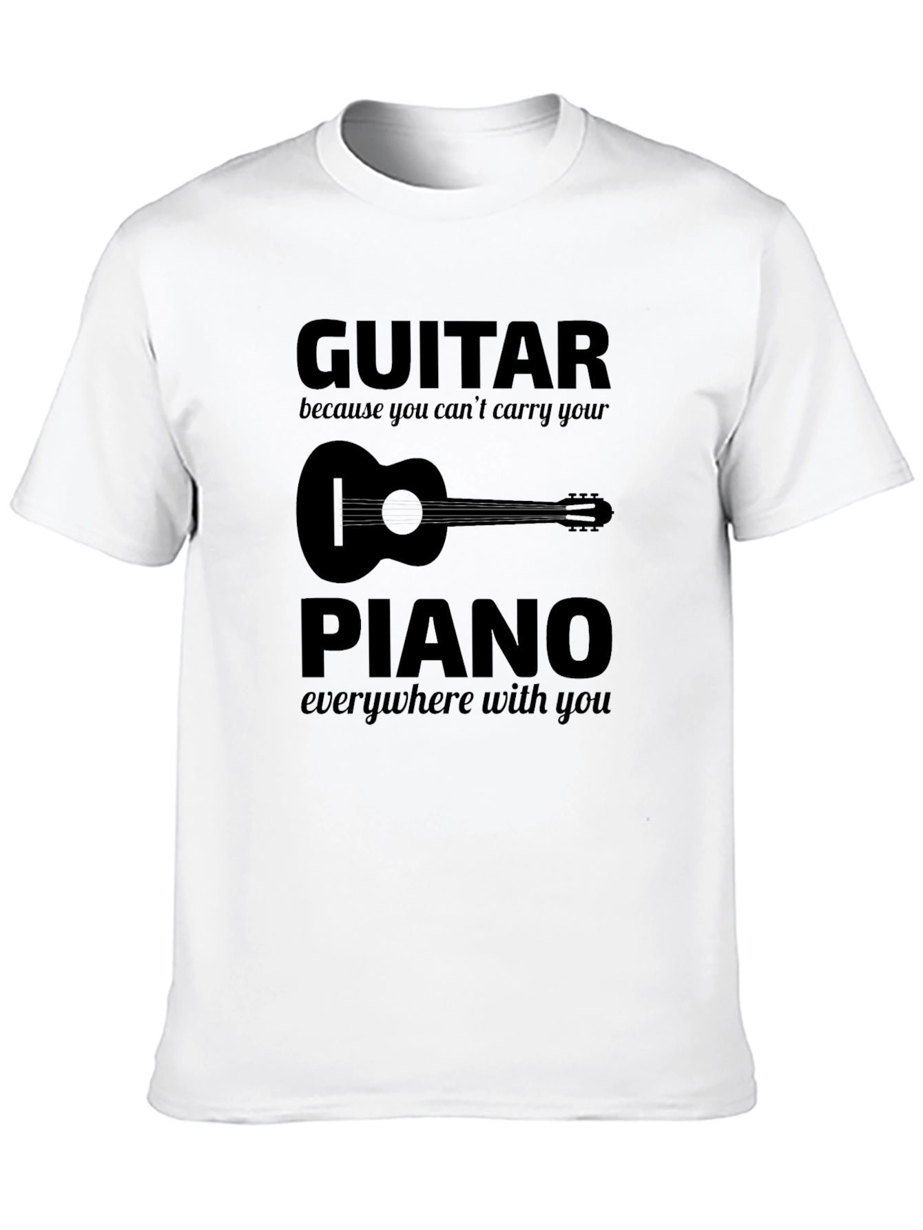 Black Guitar vs Piano Graphic T-Shirt - Musician Tee view 10