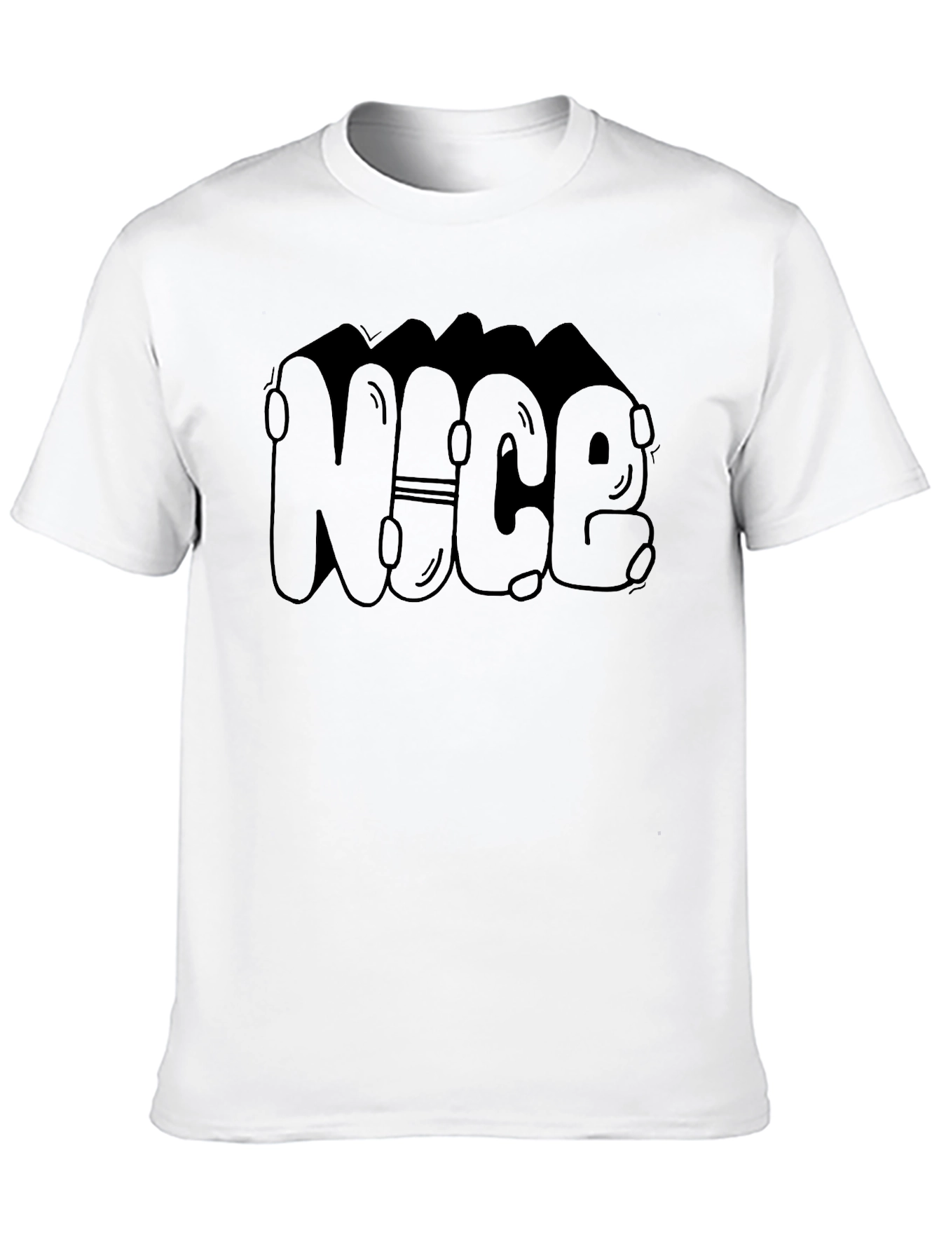 Black Cool "NICE" Bubble Letter Black T-Shirt view 10