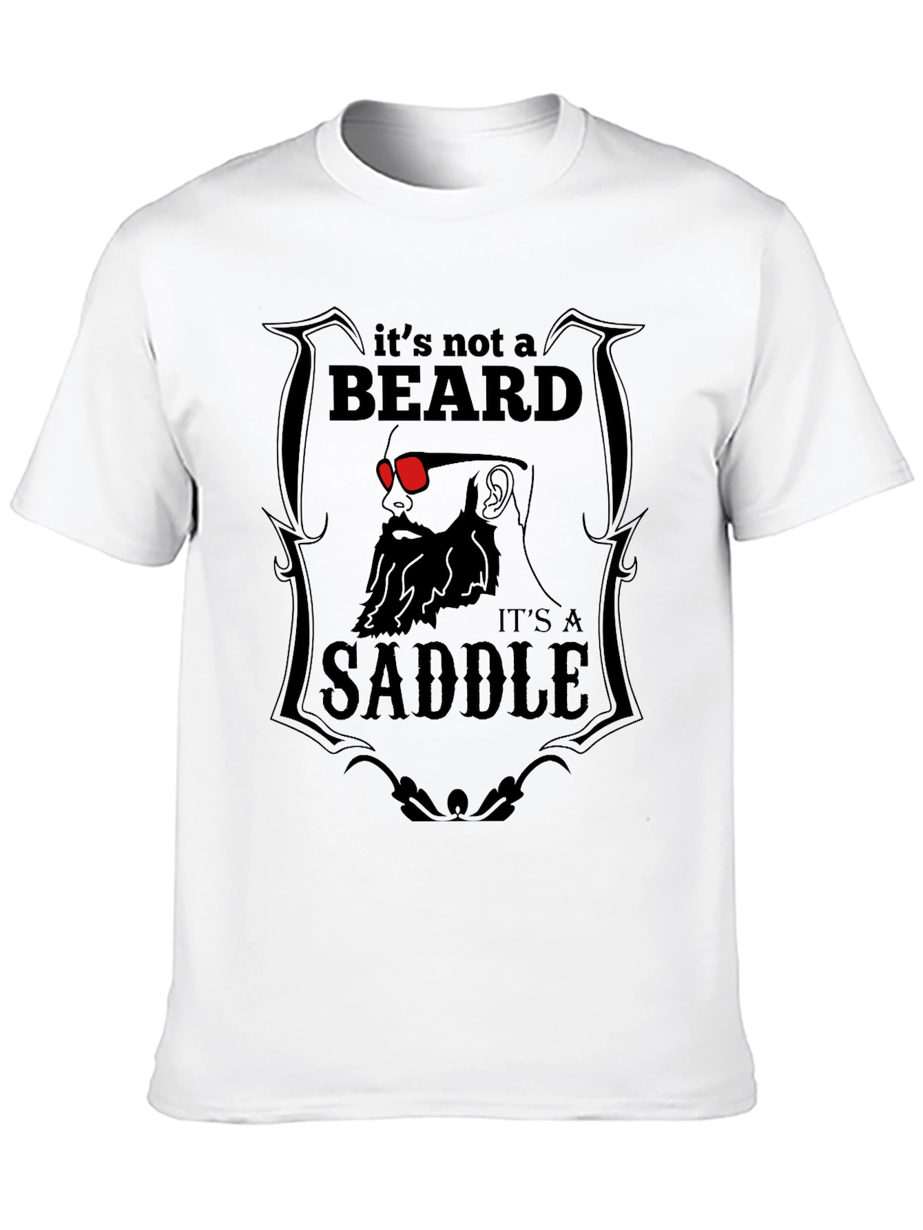 Black Beard Saddle Graphic T-Shirt - Funny Novelty Tee view 10