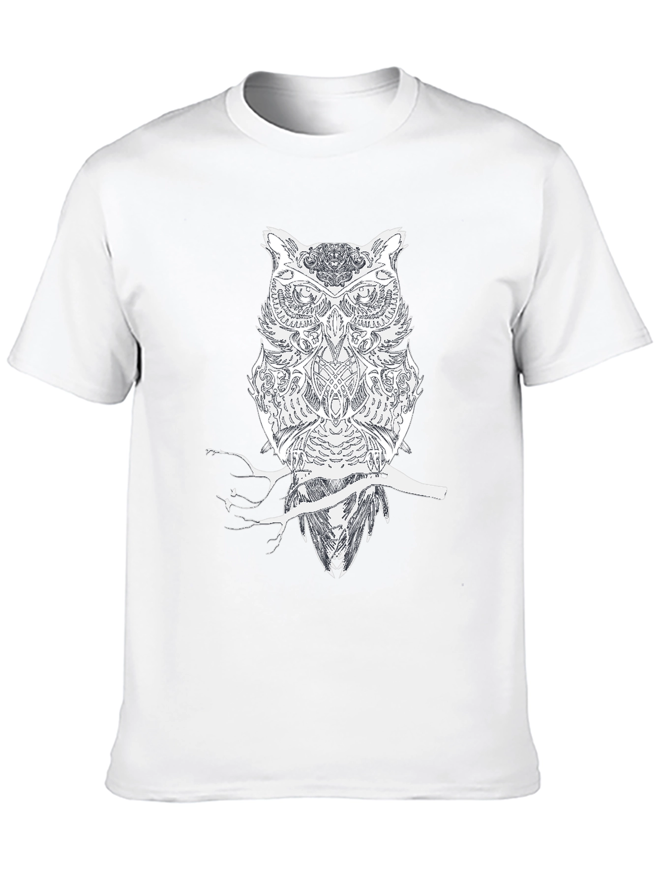 Black Owl on Branch Black Tee - Unique Graphic Design view 10