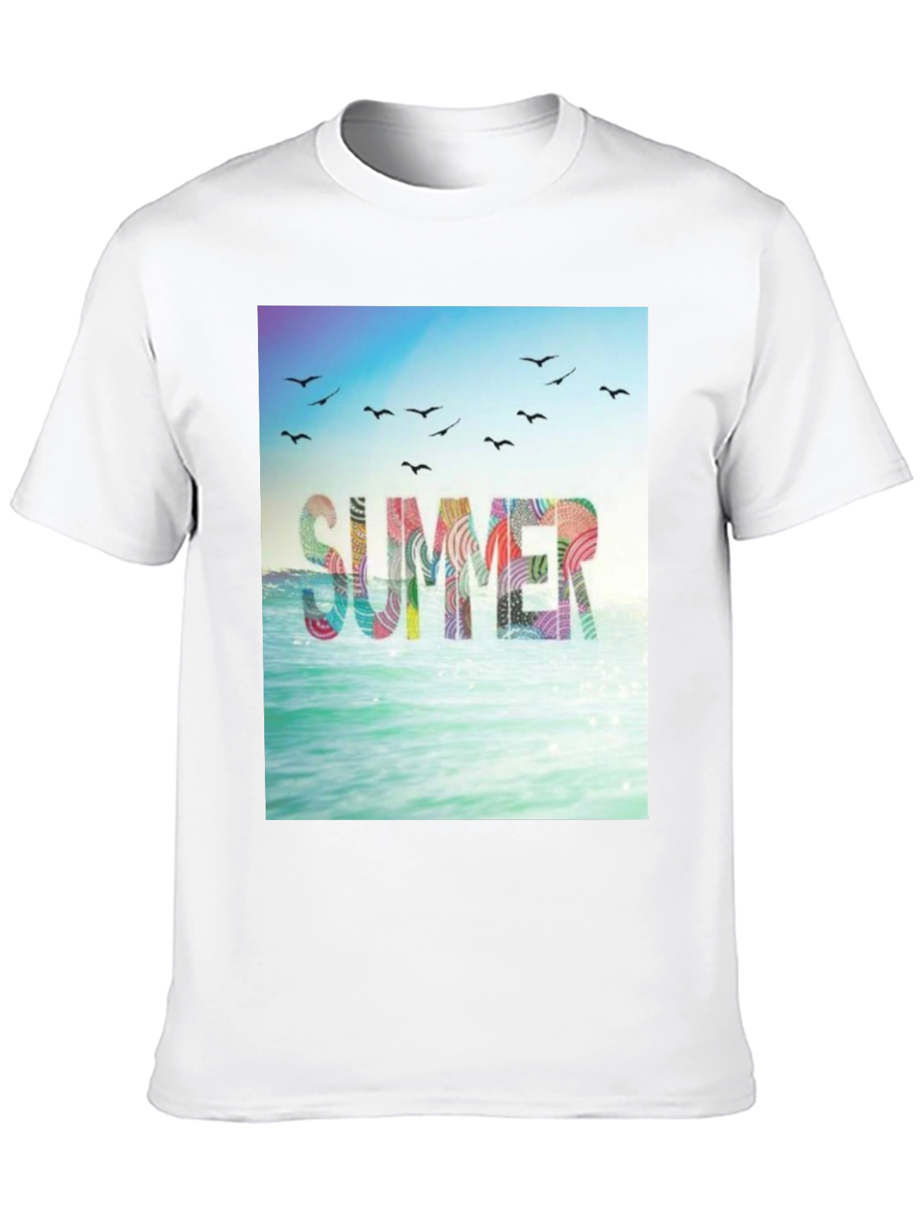 Black Summer Beach Graphic Tee - Black Cotton T-Shirt view 10