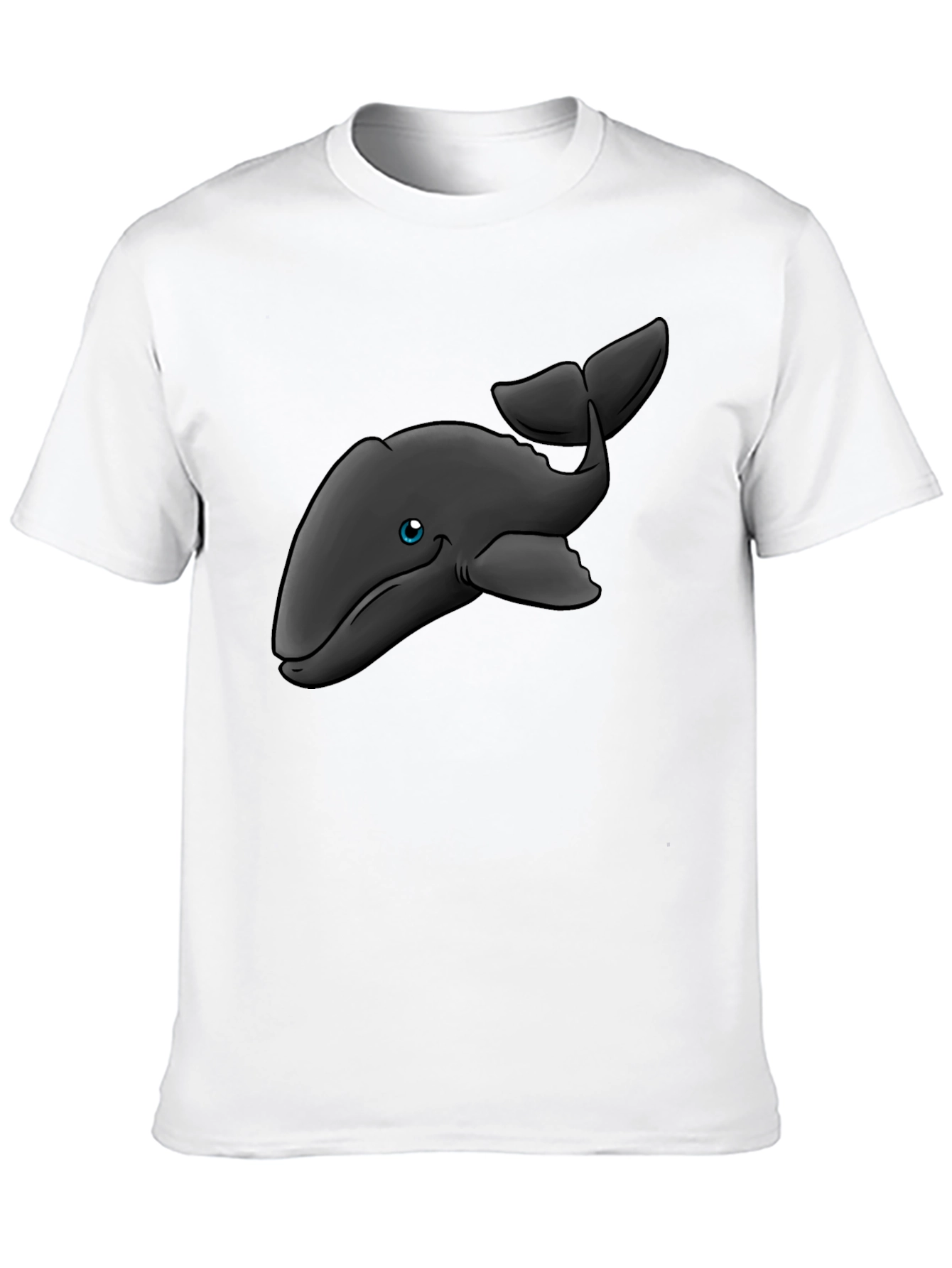 Black Cartoon Whale T-Shirt - Black Cotton Tee view 10