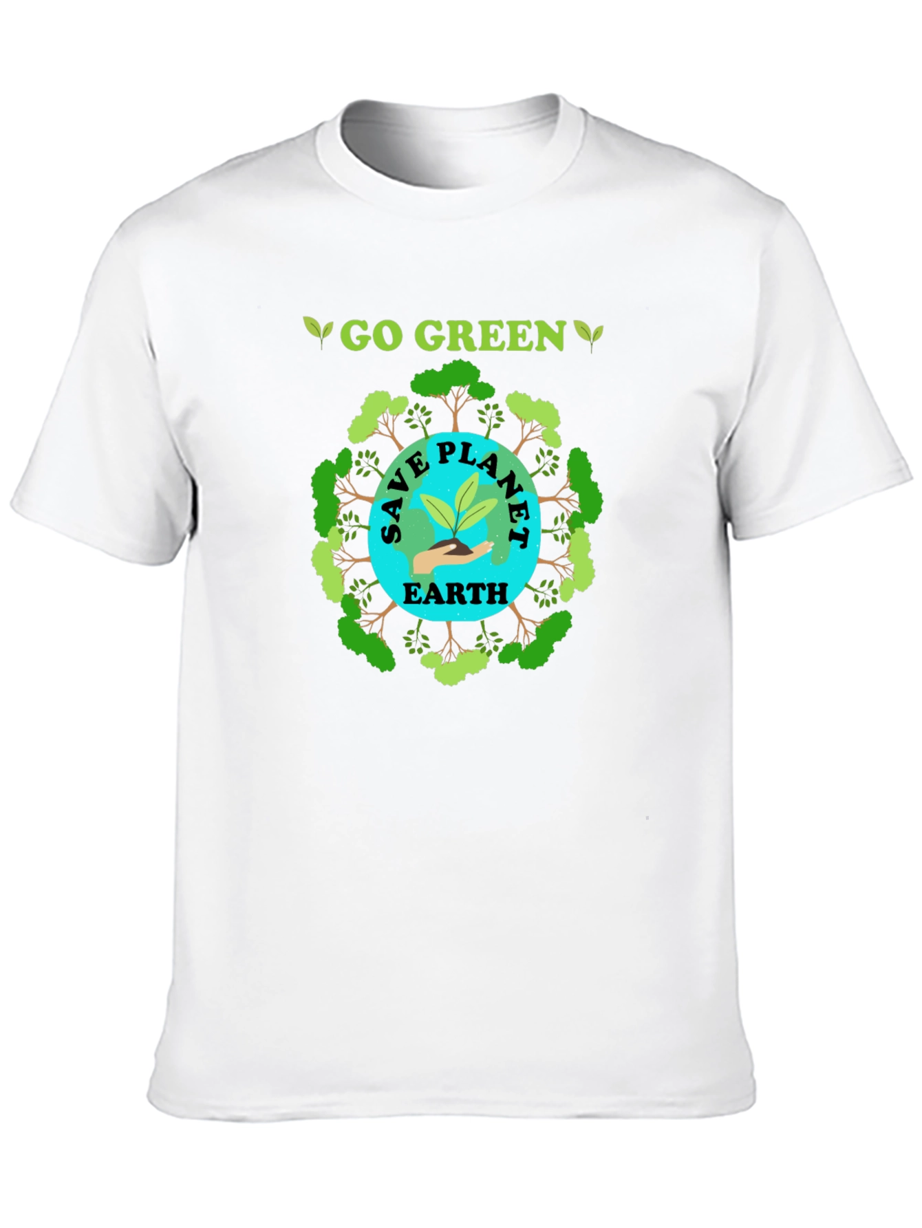 Black Go Green Save Planet Earth T-Shirt view 10