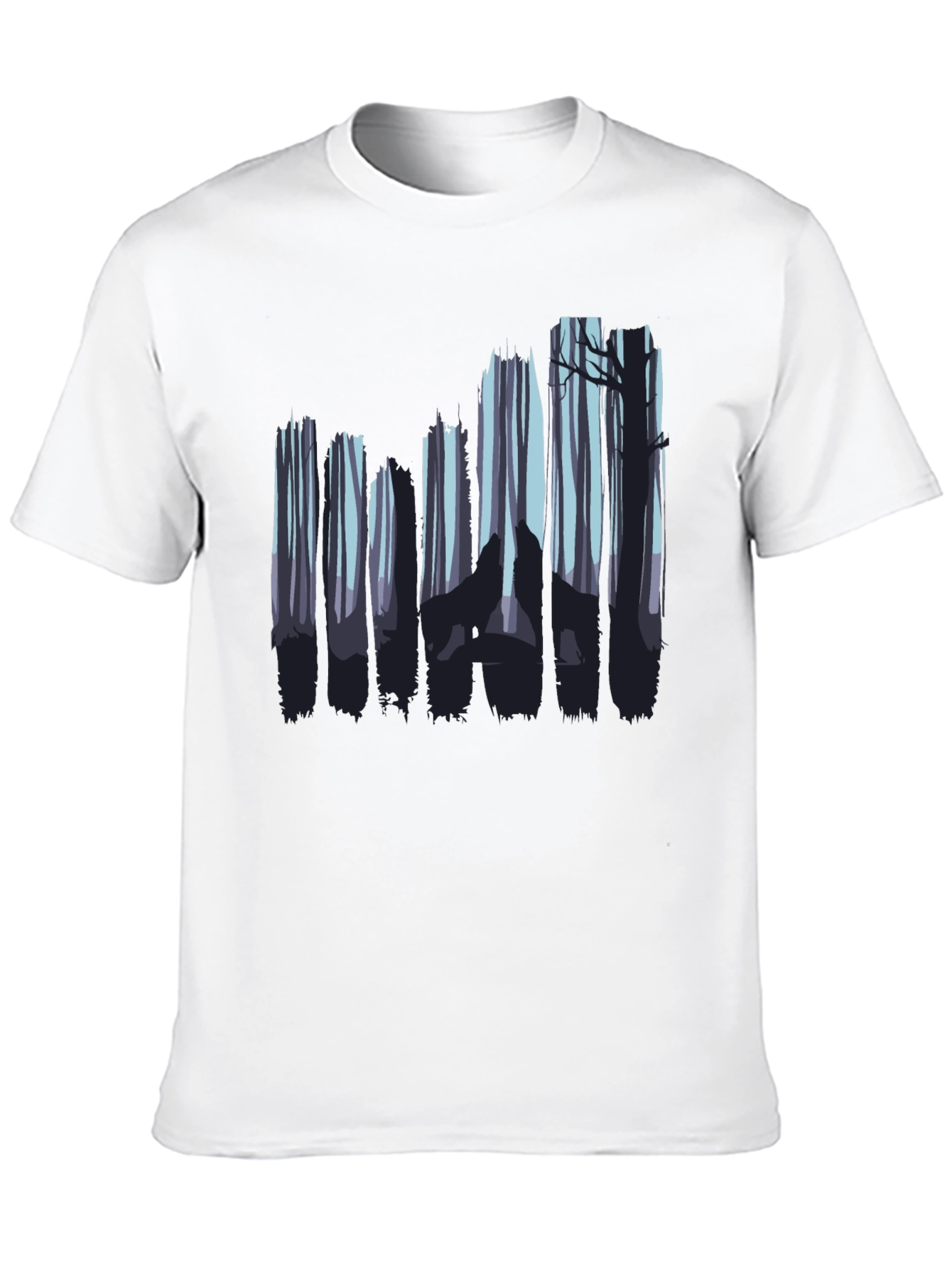 Black Wolf Forest Graphic Tee - Black Cotton Blend view 10